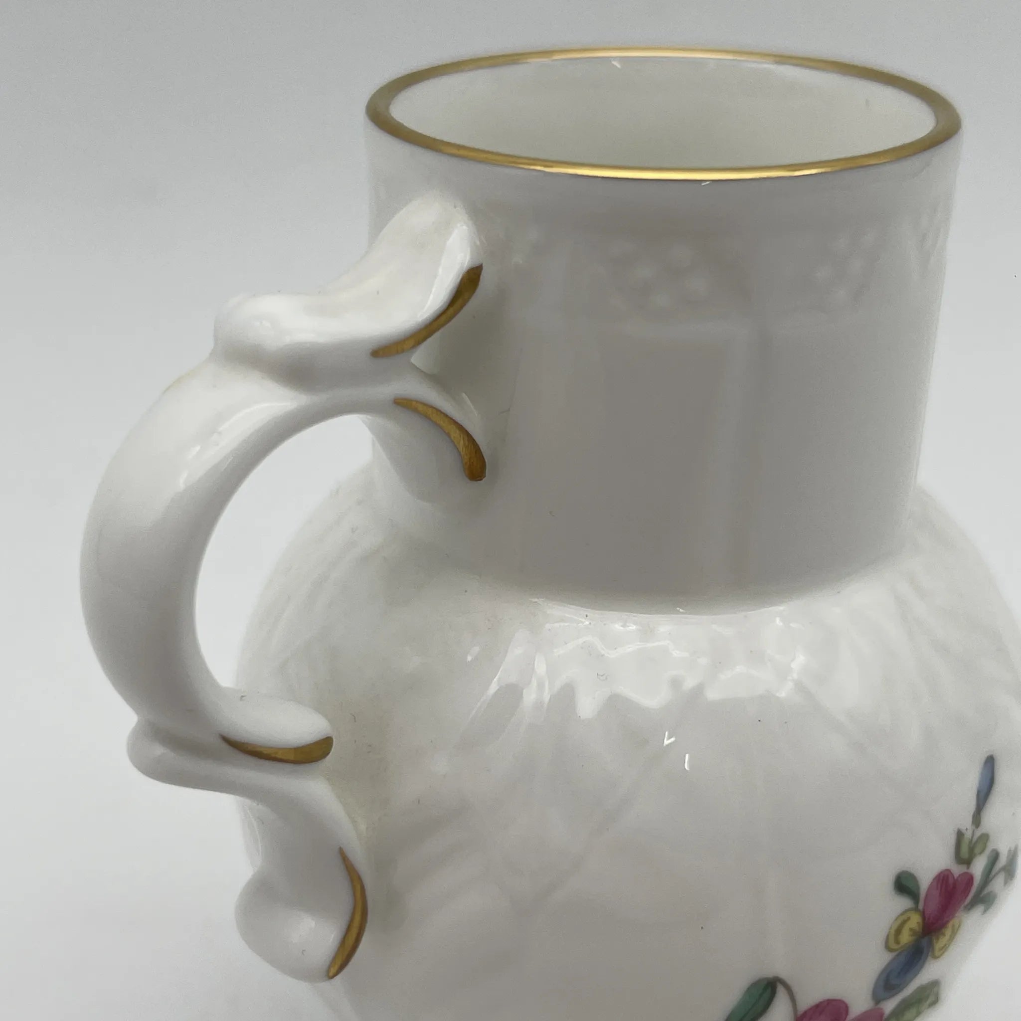 Royal Worcester /牛奶壶/ Historic Jug Collection / Ring-Neck Jug 1970年~ 1980年代左右/ Fine Bone China /英国/奶油，金彩装饰，黄金轮辋，鸟画，水果画，精致中国，收藏品，室内/ [复古]