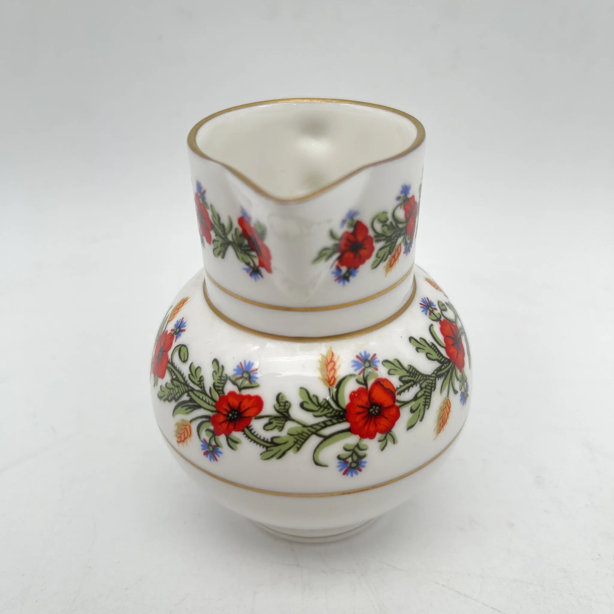 Royal Worcester /牛奶壶/ Historic Jug Collection / Poppy Jug / 1970 - 1980年代左右/ Fine Bone China /英国/牛奶水壶，牛奶壶，奶精，金彩，花卉图案，poppy绘画，精致中国，收藏品，室内/[复古]