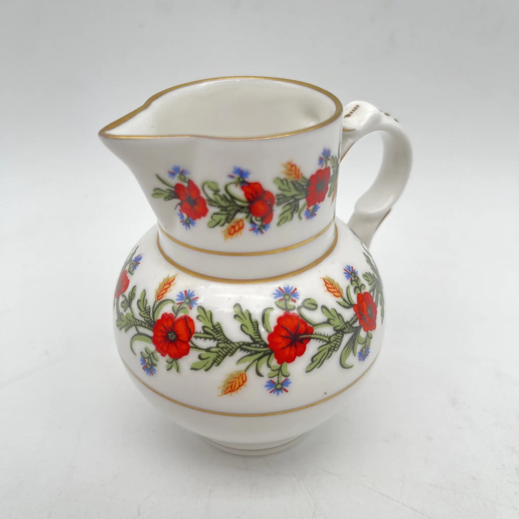 Royal Worcester /牛奶壶/ Historic Jug Collection / Poppy Jug / 1970 - 1980年代左右/ Fine Bone China /英国/牛奶水壶，牛奶壶，奶精，金彩，花卉图案，poppy绘画，精致中国，收藏品，室内/[复古]