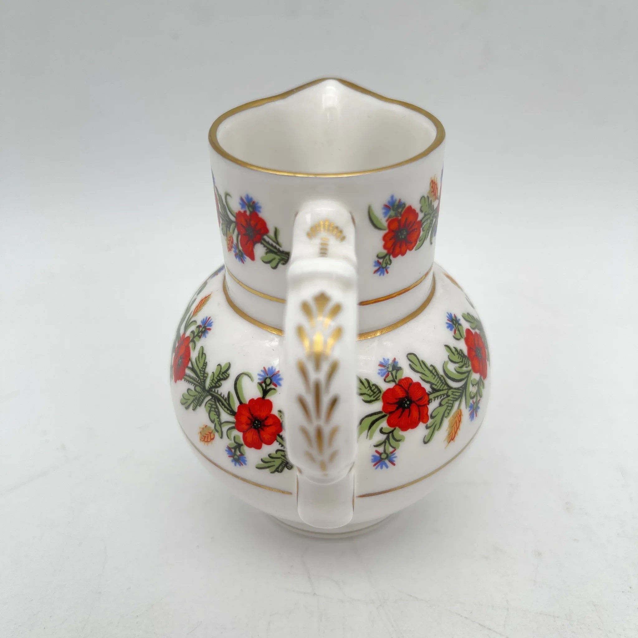 Royal Worcester /牛奶壶/ Historic Jug Collection / Poppy Jug / 1970 - 1980年代左右/ Fine Bone China /英国/牛奶水壶，牛奶壶，奶精，金彩，花卉图案，poppy绘画，精致中国，收藏品，室内/[复古]