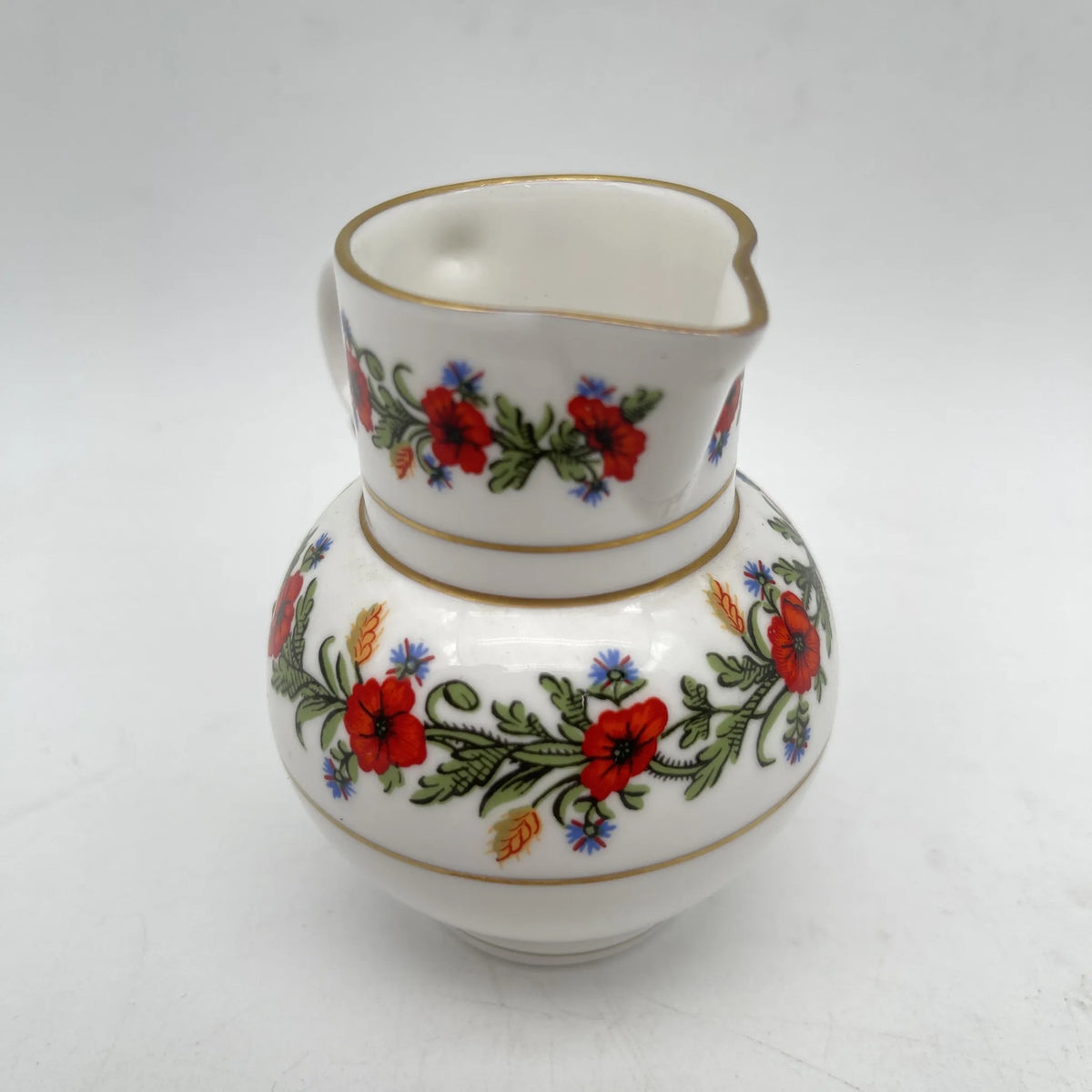 Royal Worcester /牛奶壶/ Historic Jug Collection / Poppy Jug / 1970 - 1980年代左右/ Fine Bone China /英国/牛奶水壶，牛奶壶，奶精，金彩，花卉图案，poppy绘画，精致中国，收藏品，室内/[复古]