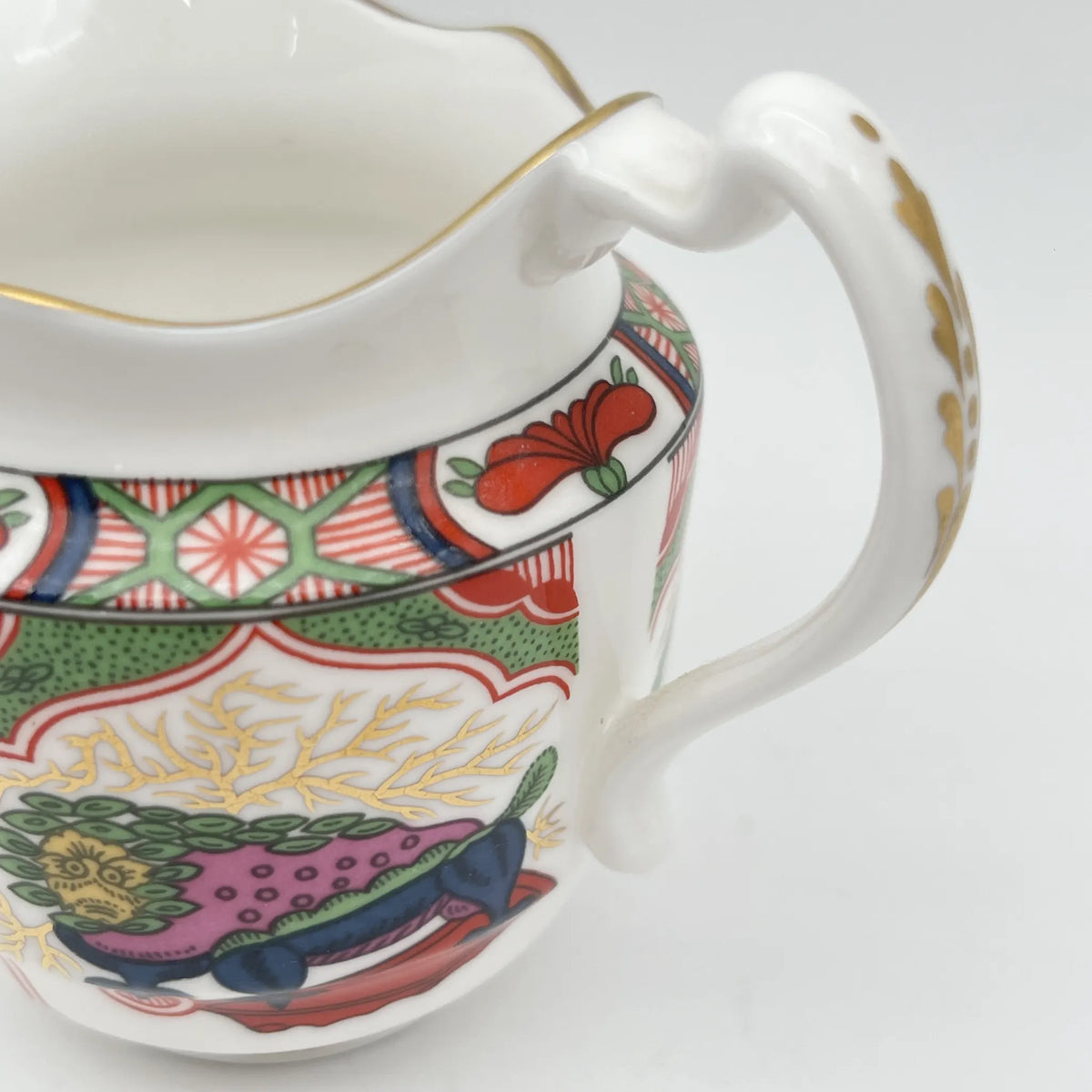 Royal Worcester /牛奶壶/ Historic Jug Collection / Cream Jug / 1970 - 1980年代左右/ Fine Bone China /英国/奶油，金彩装饰，黄金轮辋，鸟画，水果画，精致中国，收藏品，室内/[复古]