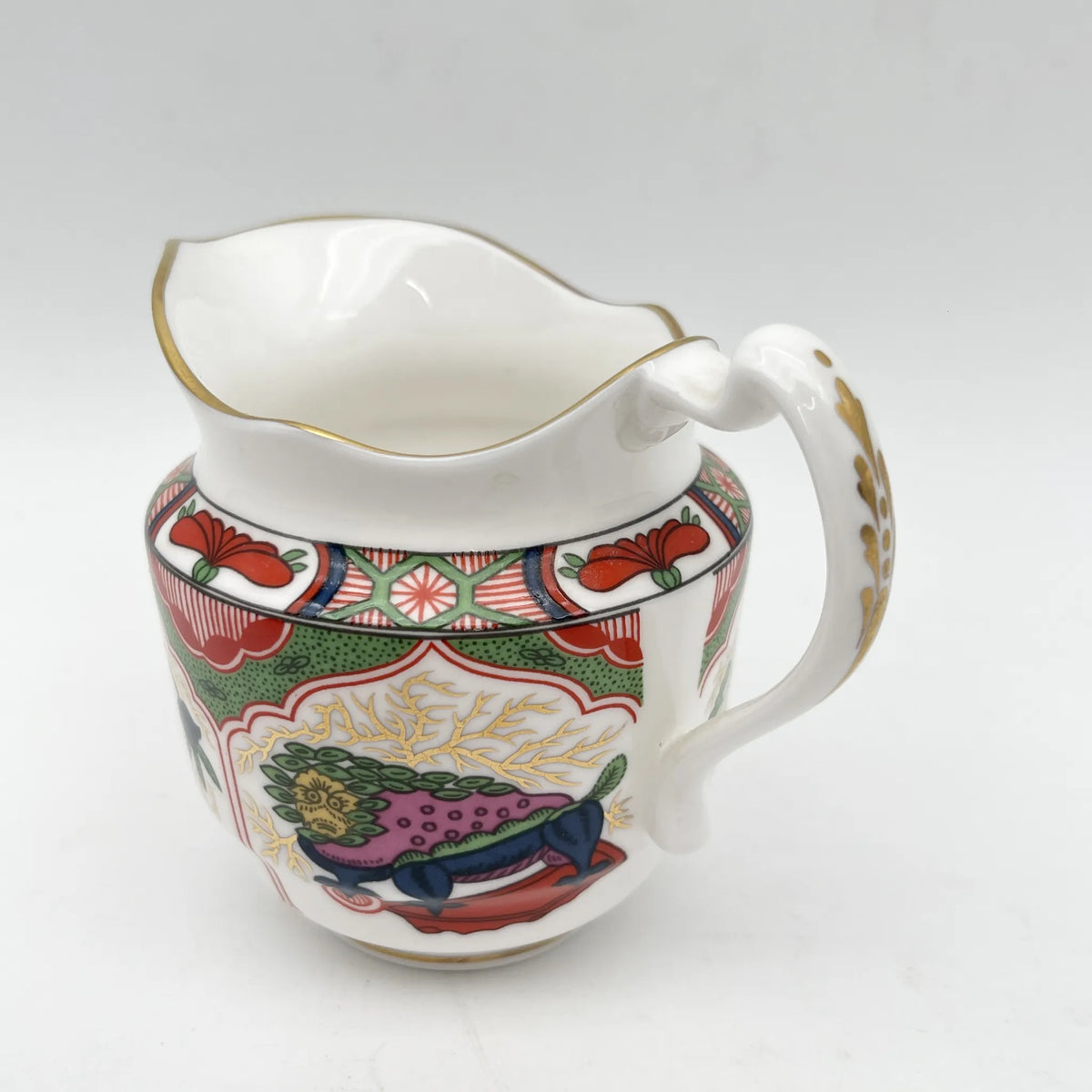 Royal Worcester /牛奶壶/ Historic Jug Collection / Cream Jug / 1970 - 1980年代左右/ Fine Bone China /英国/奶油，金彩装饰，黄金轮辋，鸟画，水果画，精致中国，收藏品，室内/[复古]