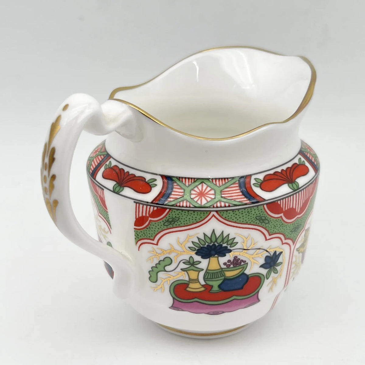 Royal Worcester /牛奶壶/ Historic Jug Collection / Cream Jug / 1970 - 1980年代左右/ Fine Bone China /英国/奶油，金彩装饰，黄金轮辋，鸟画，水果画，精致中国，收藏品，室内/[复古]