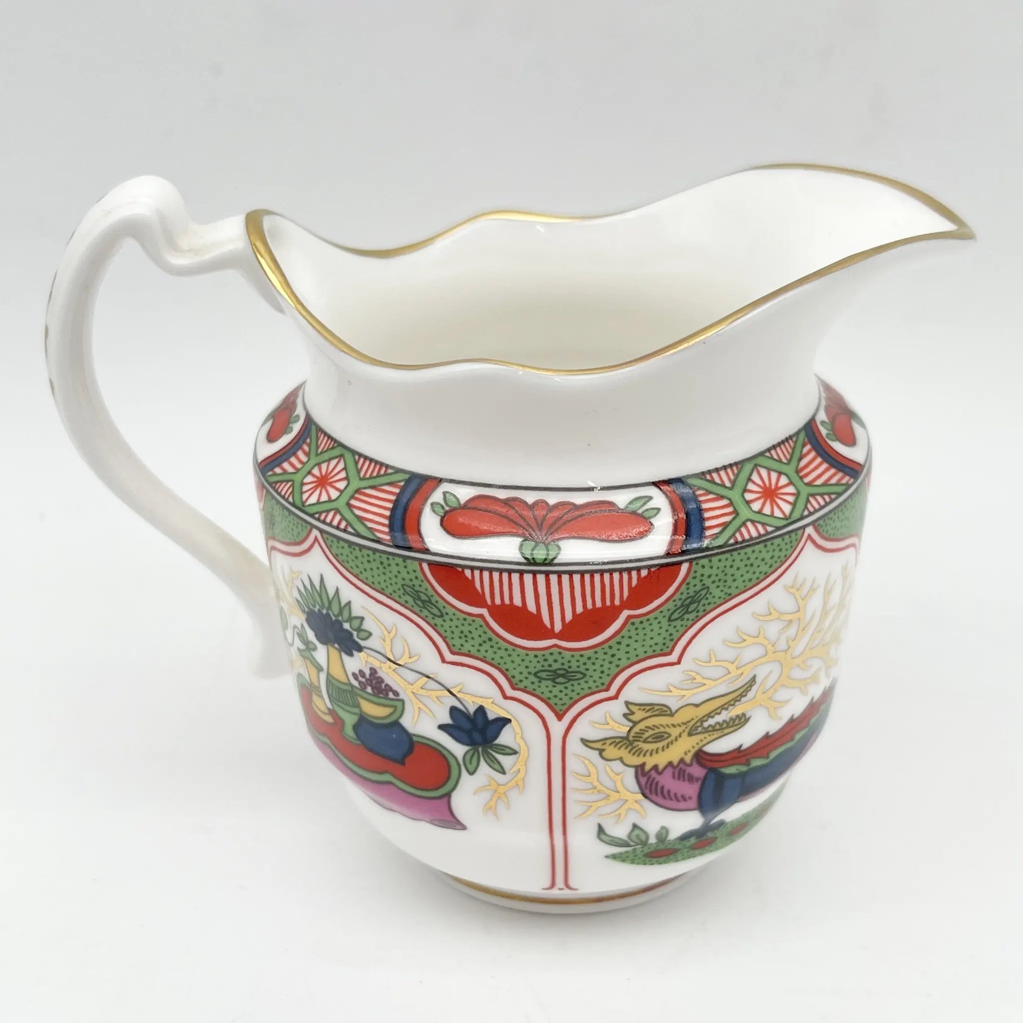 Royal Worcester /牛奶壶/ Historic Jug Collection / Cream Jug / 1970 - 1980年代左右/ Fine Bone China /英国/奶油，金彩装饰，黄金轮辋，鸟画，水果画，精致中国，收藏品，室内/[复古]