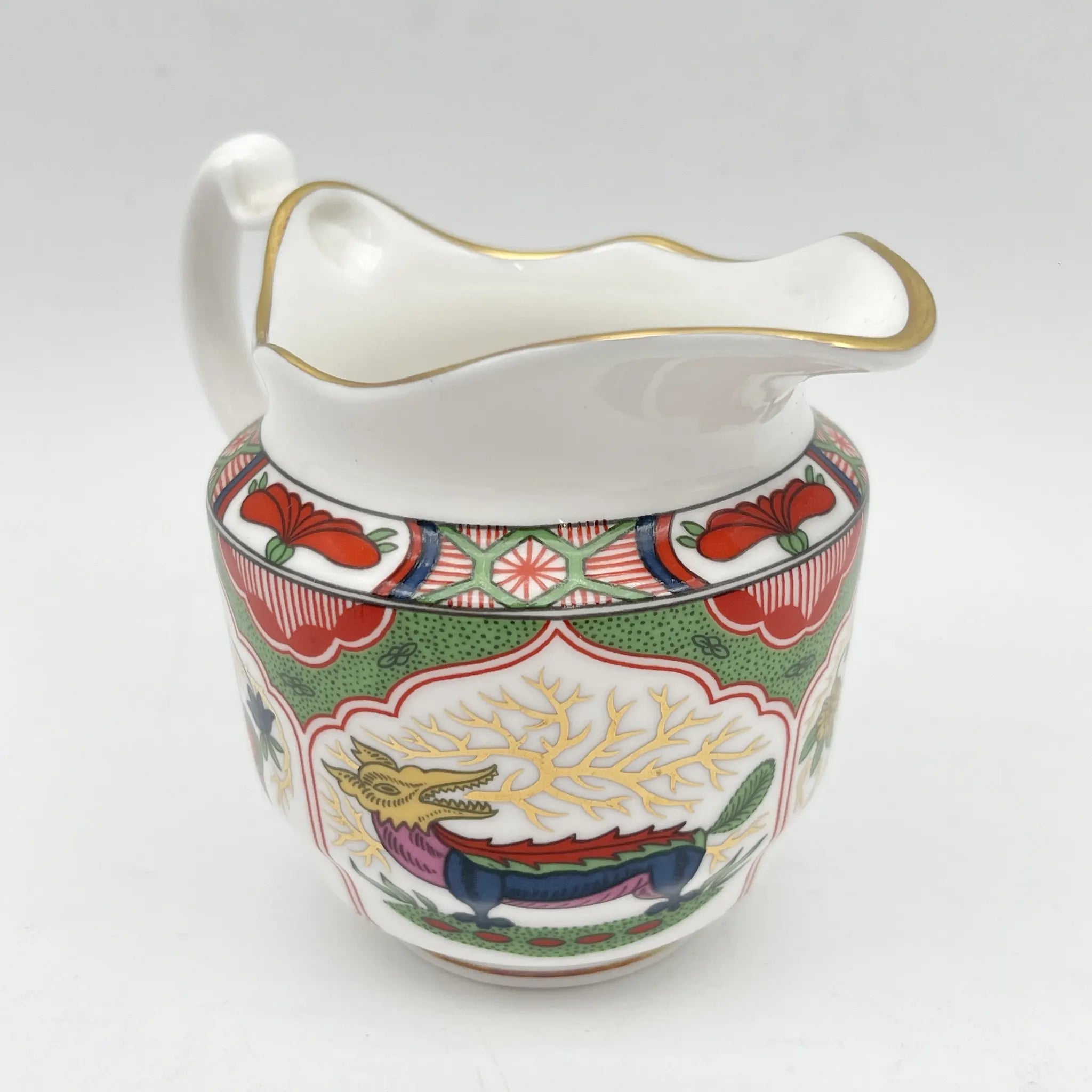 Royal Worcester /牛奶壶/ Historic Jug Collection / Cream Jug / 1970 - 1980年代左右/ Fine Bone China /英国/奶油，金彩装饰，黄金轮辋，鸟画，水果画，精致中国，收藏品，室内/[复古]