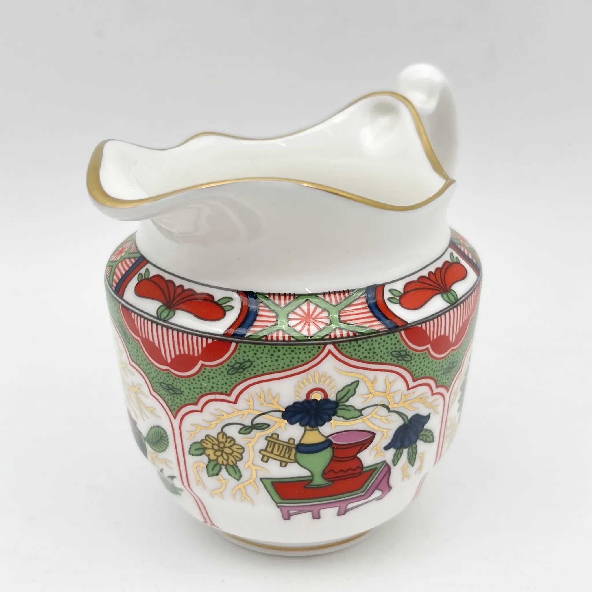 Royal Worcester /牛奶壶/ Historic Jug Collection / Cream Jug / 1970 - 1980年代左右/ Fine Bone China /英国/奶油，金彩装饰，黄金轮辋，鸟画，水果画，精致中国，收藏品，室内/[复古]