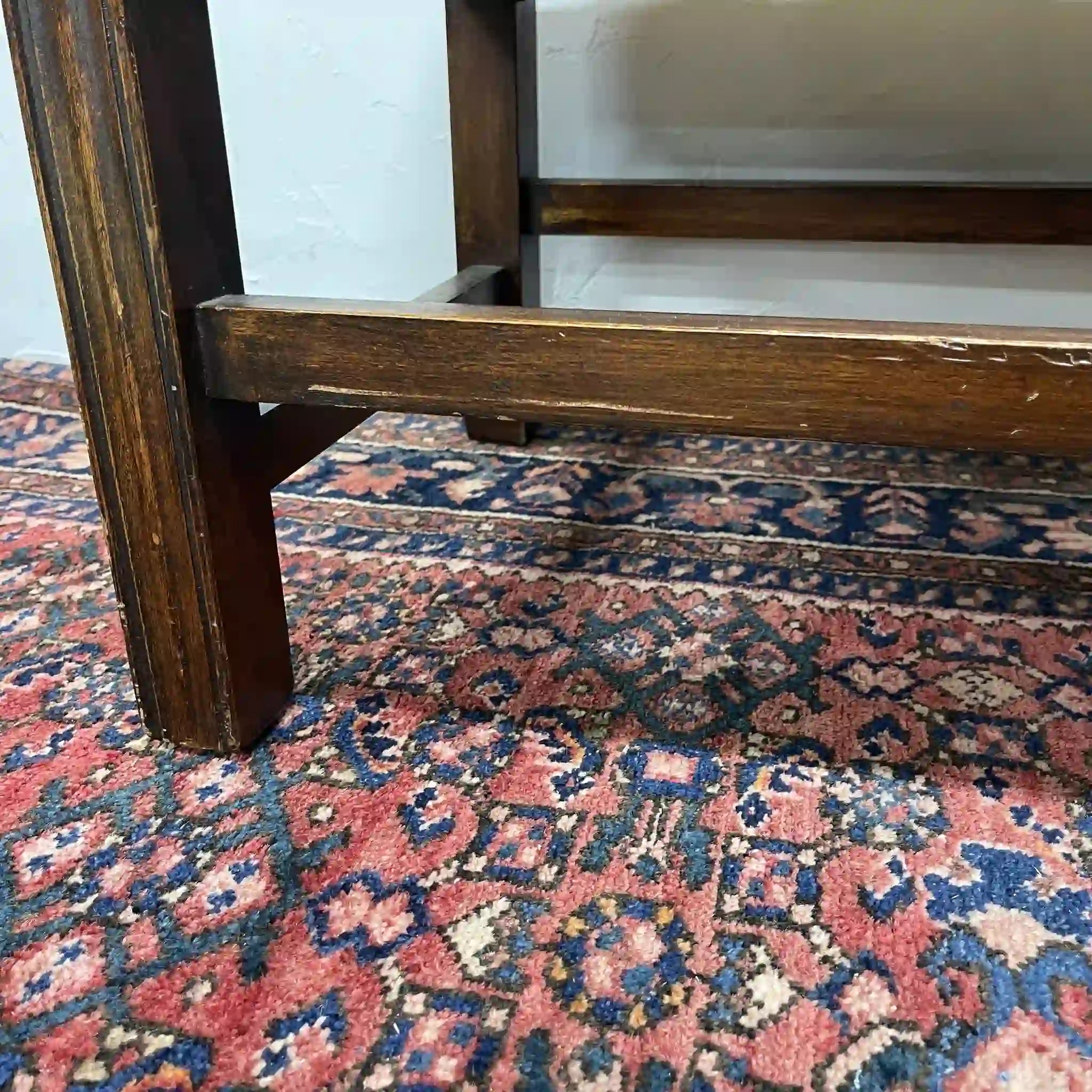 Ottoman (Chesterfield) / Late 20c / Genuine cow leather / British / Square leg, leather bench, British vintage, store fixtures, industrial furniture, tufting, wood frame / [Vintage]