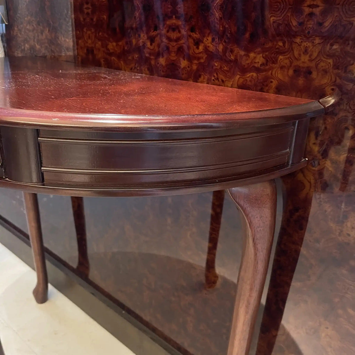Console table / wood / cat legs, semicircular, 3 legs / [antique]