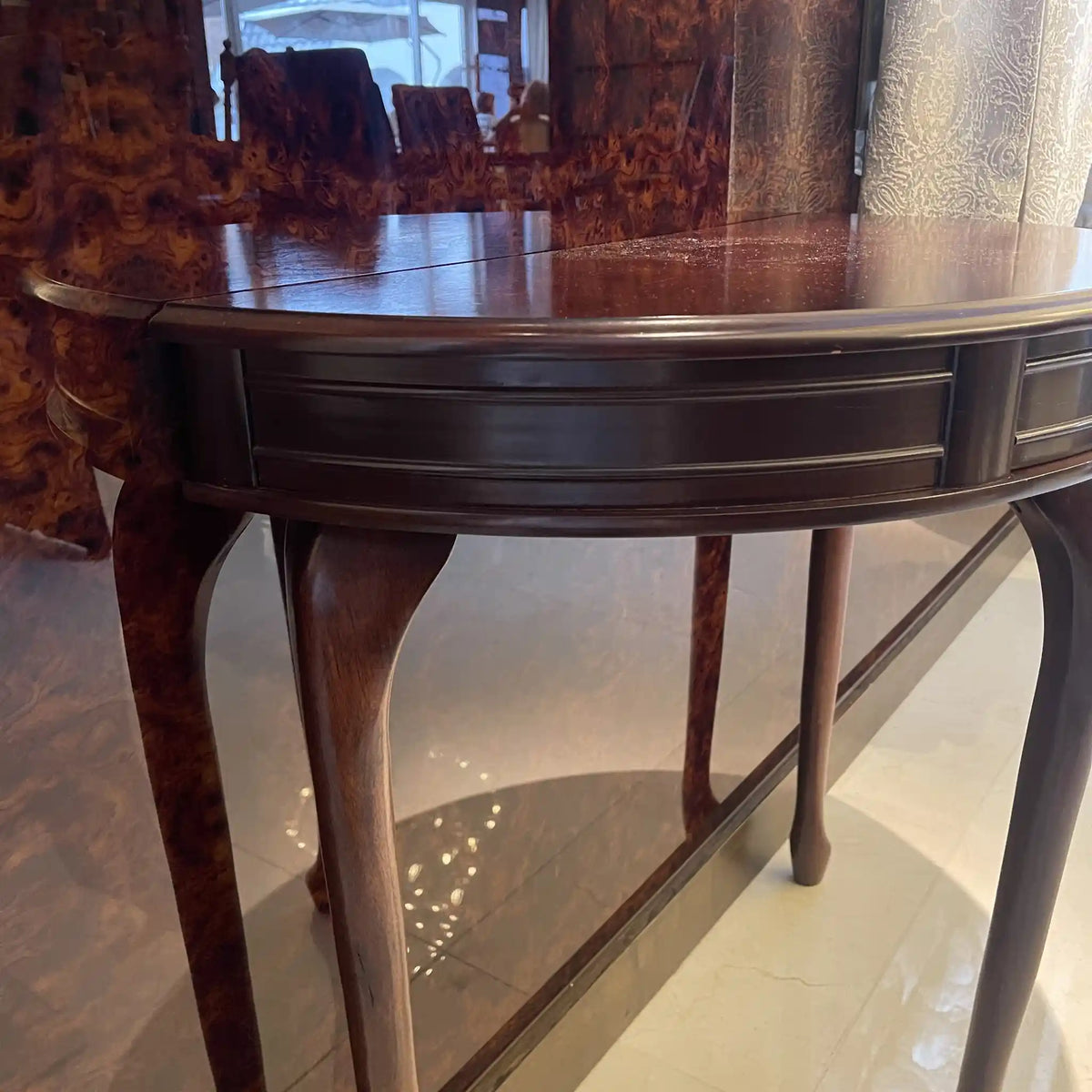 Console table / wood / cat legs, semicircular, 3 legs / [antique]