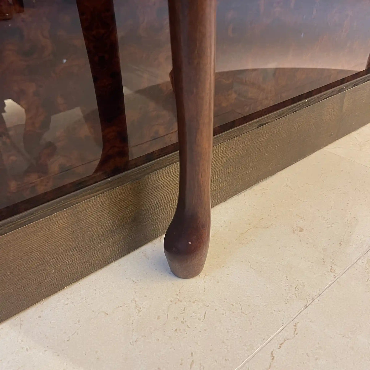 Console table / wood / cat legs, semicircular, 3 legs / [antique]