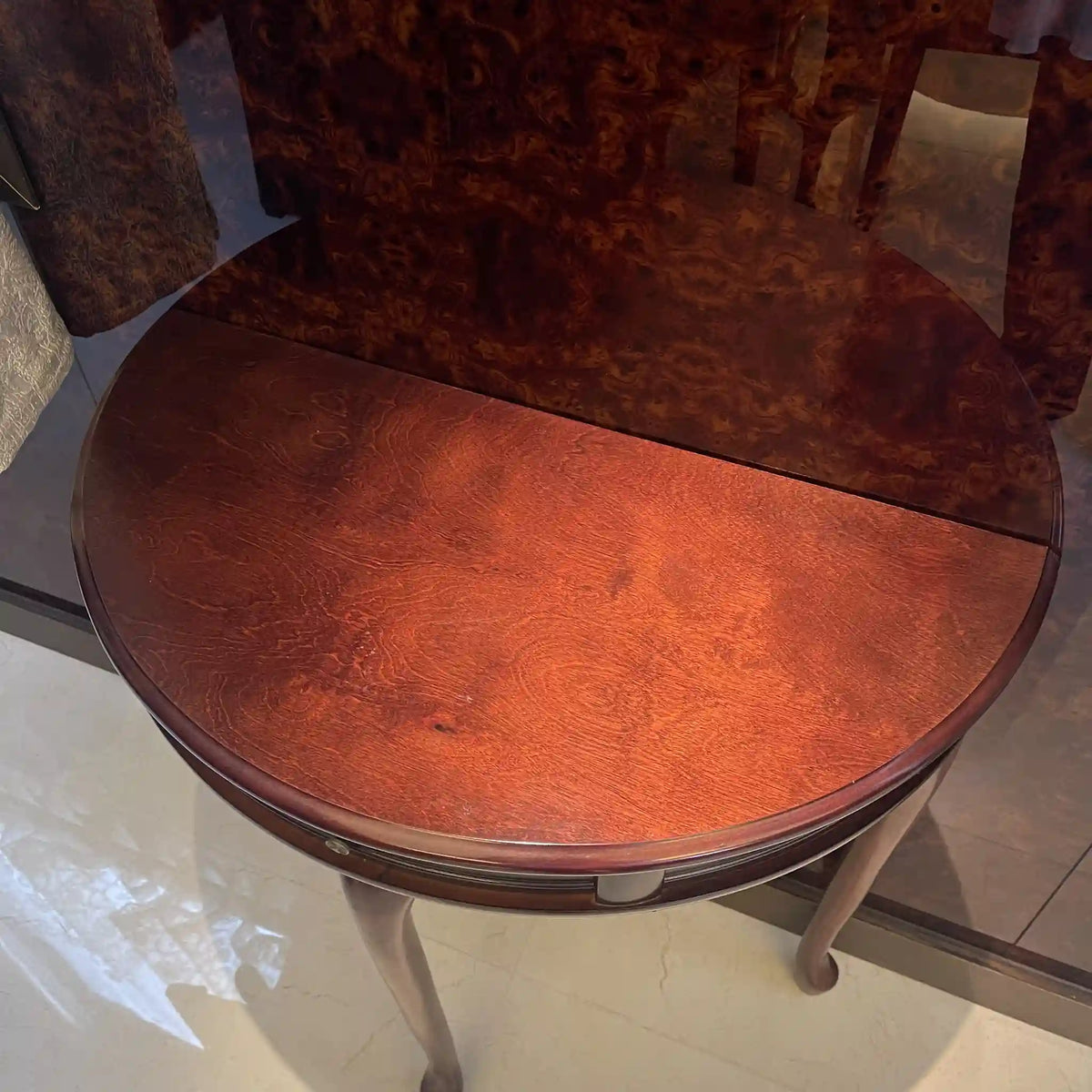 Console table / wood / cat legs, semicircular, 3 legs / [antique]