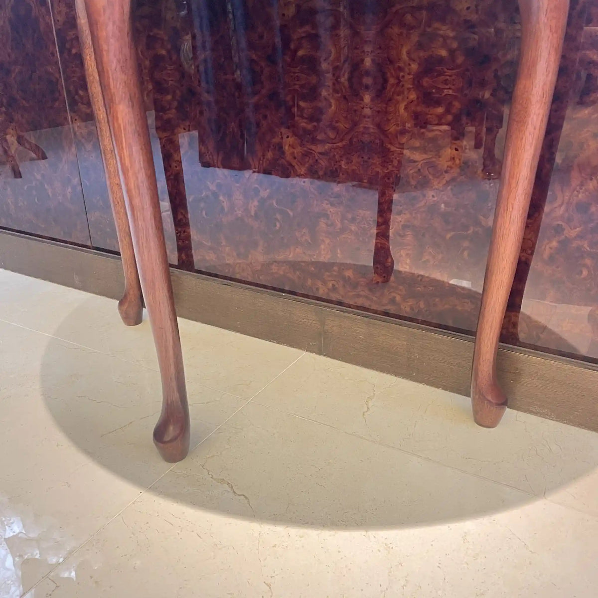 Console table / wood / cat legs, semicircular, 3 legs / [antique]