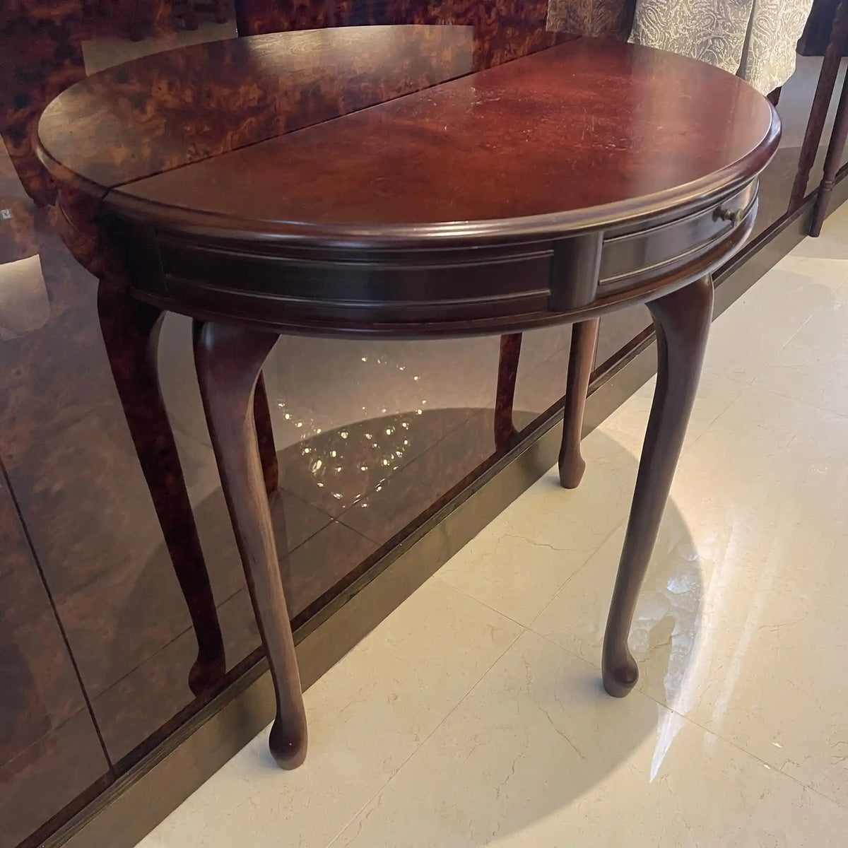 Console table / wood / cat legs, semicircular, 3 legs / [antique]