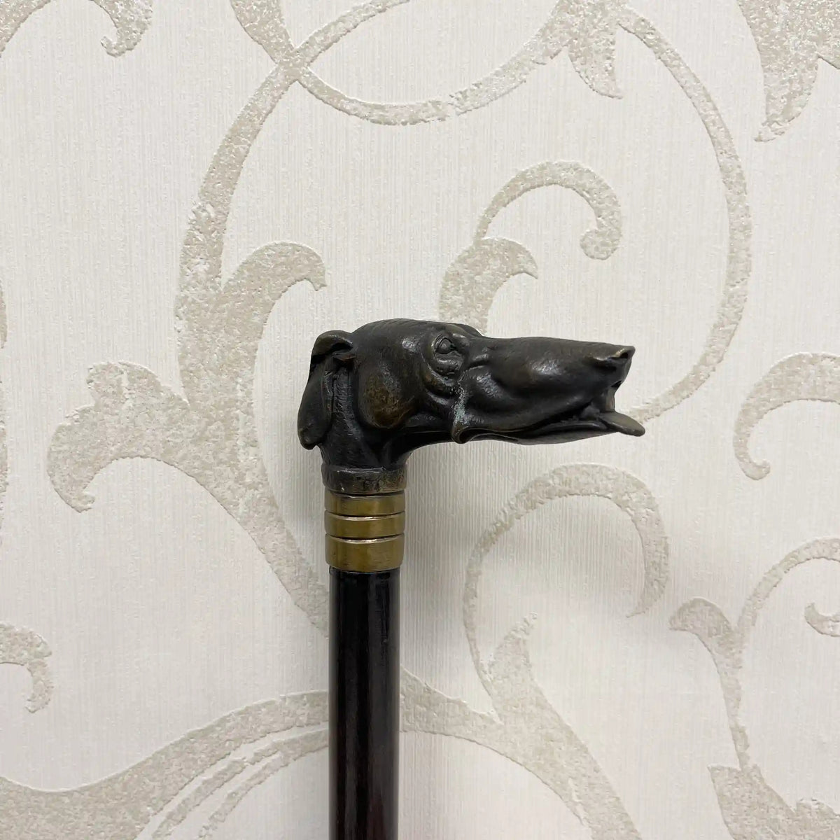 Cane / Animal head walking stick / Early to mid 20th century / Metal / Decorative handle, hard wooden shaft, gentleman style / [Antique]