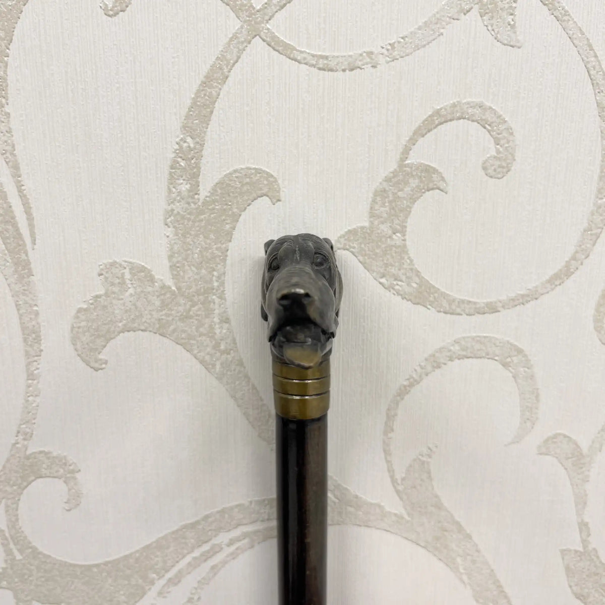 Cane / Animal head walking stick / Early to mid 20th century / Metal / Decorative handle, hard wooden shaft, gentleman style / [Antique]