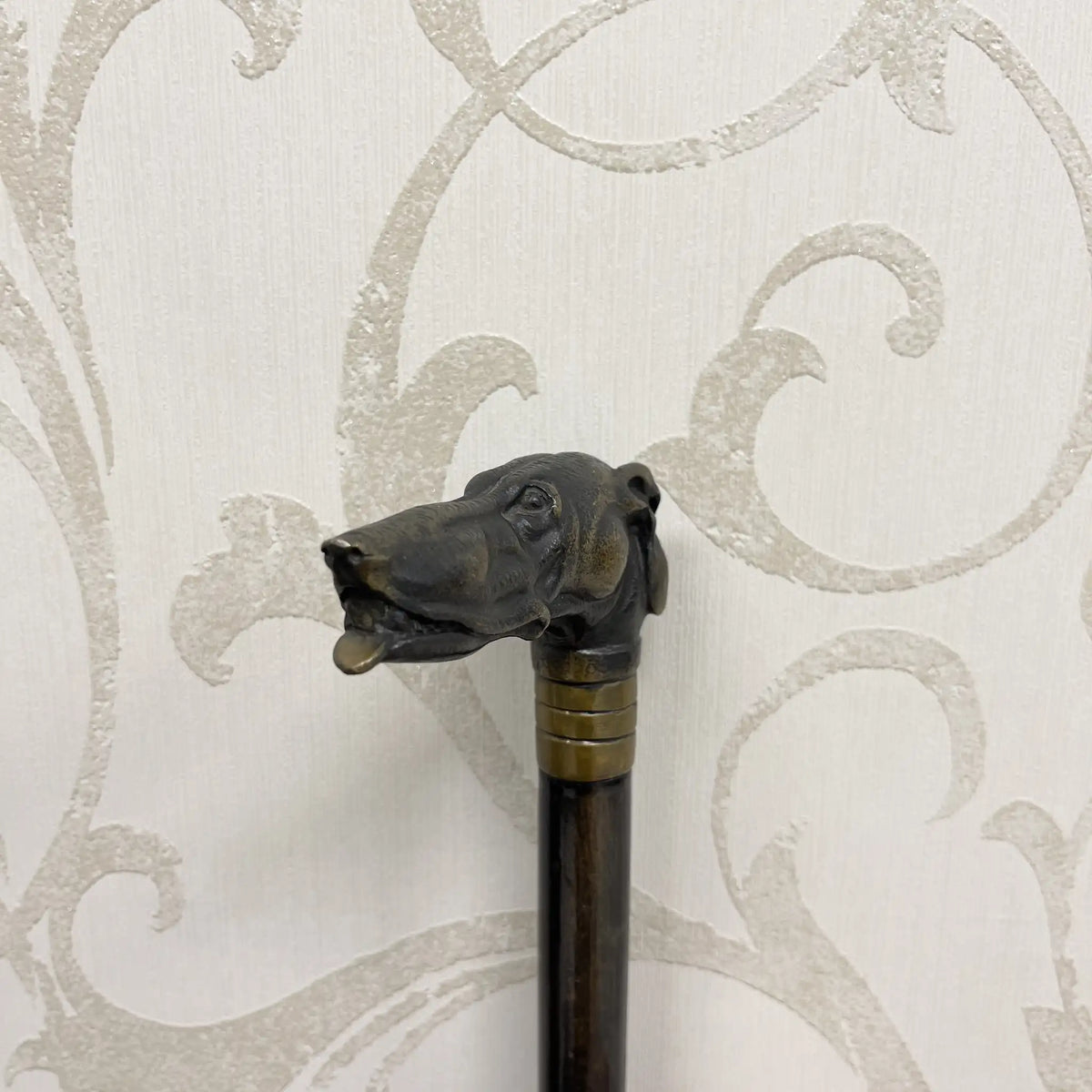 Cane / Animal head walking stick / Early to mid 20th century / Metal / Decorative handle, hard wooden shaft, gentleman style / [Antique]