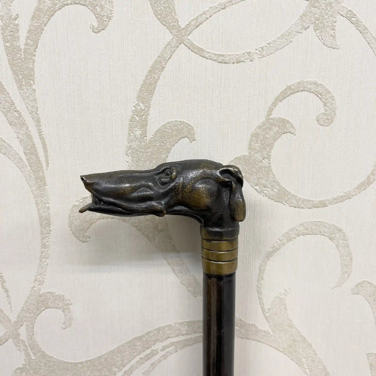 Cane / Animal head walking stick / Early to mid 20th century / Metal / Decorative handle, hard wooden shaft, gentleman style / [Antique]