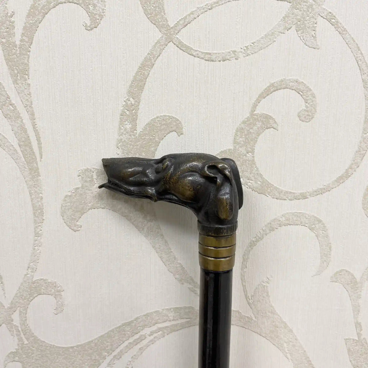 Cane / Animal head walking stick / Early to mid 20th century / Metal / Decorative handle, hard wooden shaft, gentleman style / [Antique]
