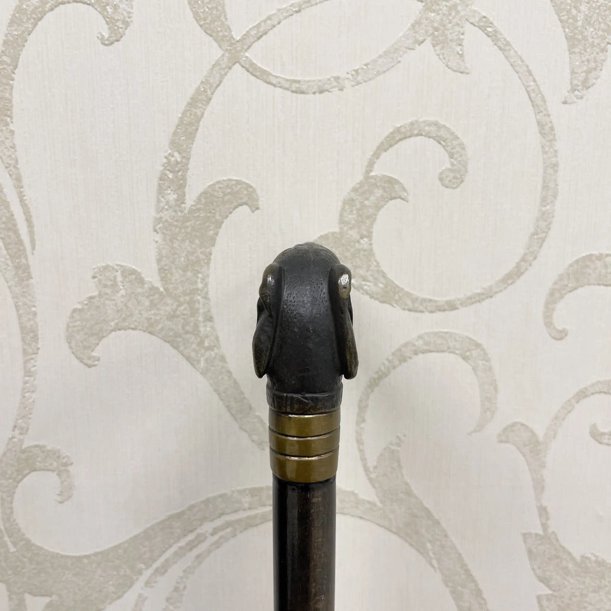 Cane / Animal head walking stick / Early to mid 20th century / Metal / Decorative handle, hard wooden shaft, gentleman style / [Antique]