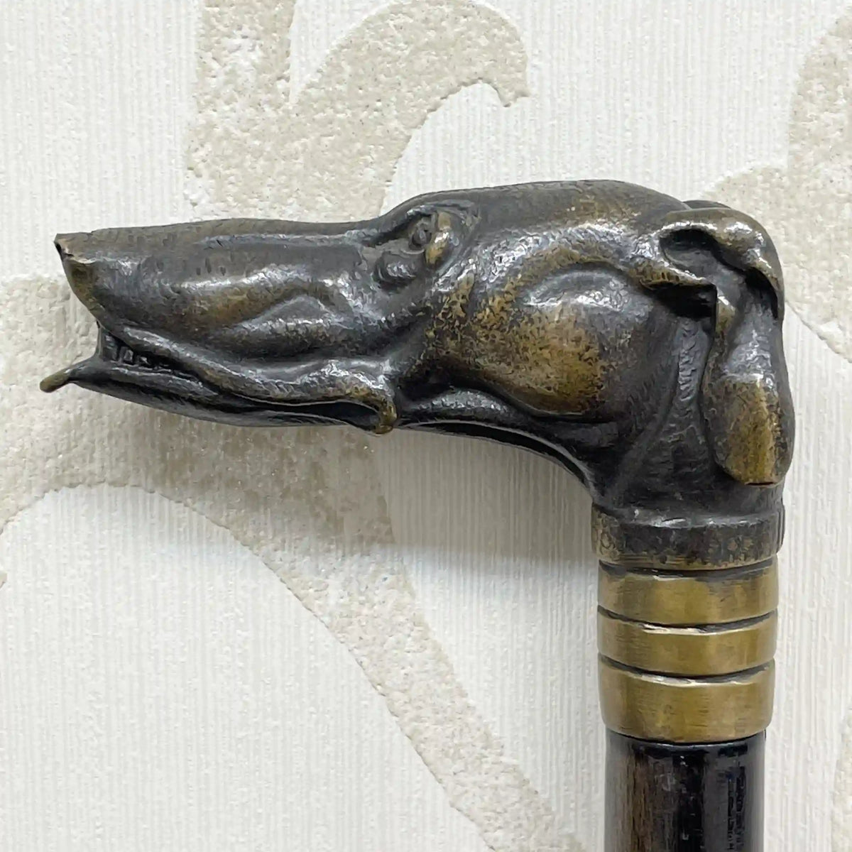 Cane / Animal head walking stick / Early to mid 20th century / Metal / Decorative handle, hard wooden shaft, gentleman style / [Antique]
