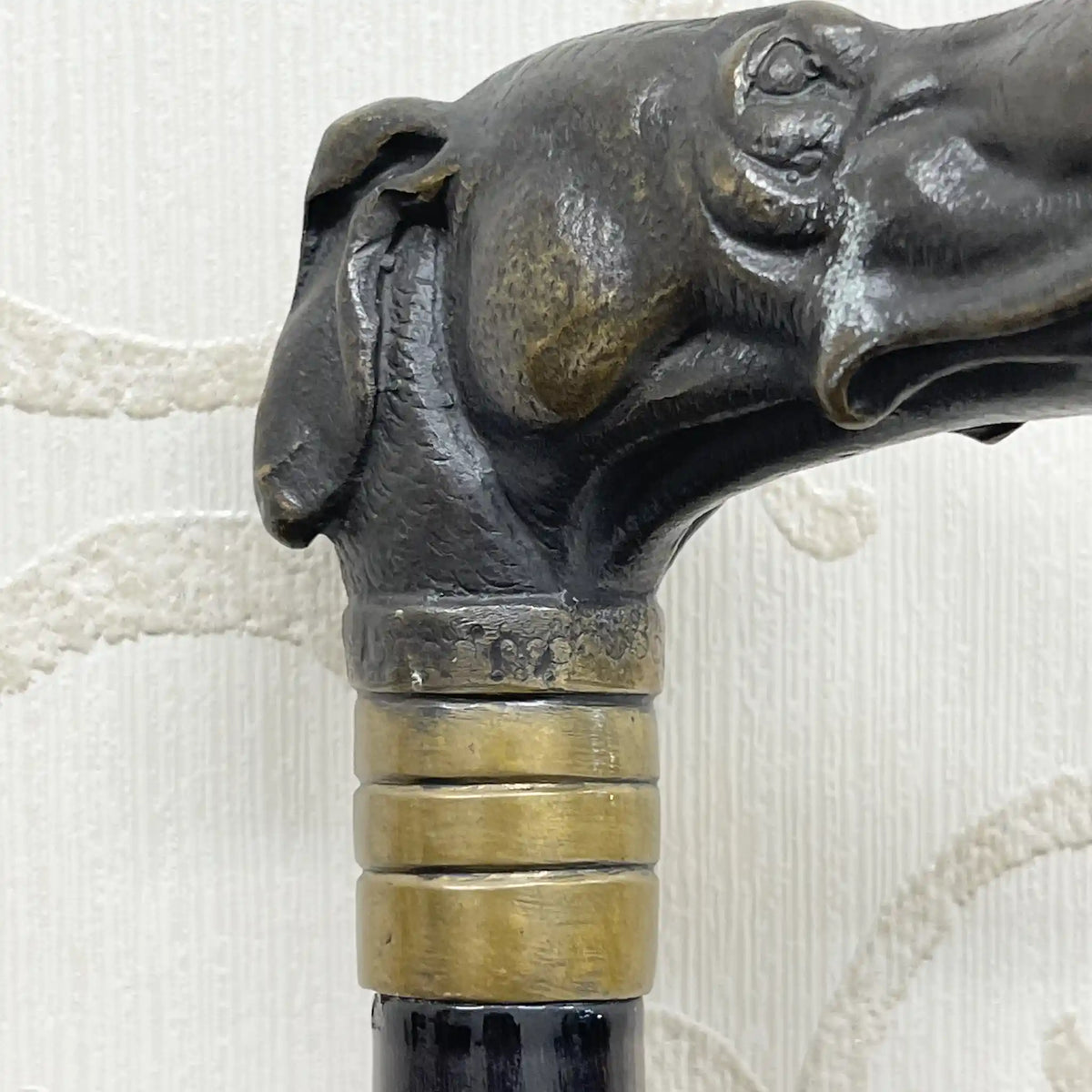 Cane / Animal head walking stick / Early to mid 20th century / Metal / Decorative handle, hard wooden shaft, gentleman style / [Antique]