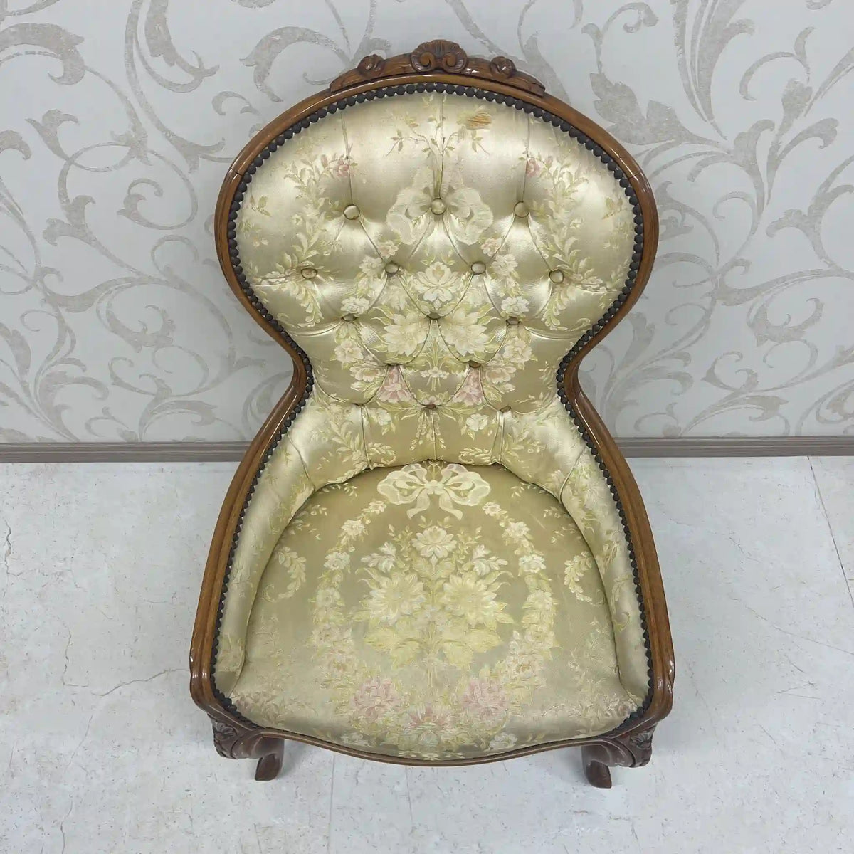 Armchair (dining chair) / Louis XV style / 1990-2000s / France / Salon chair, lounge chair, French antique, cat legs, antique style, rococo style / [Vintage]