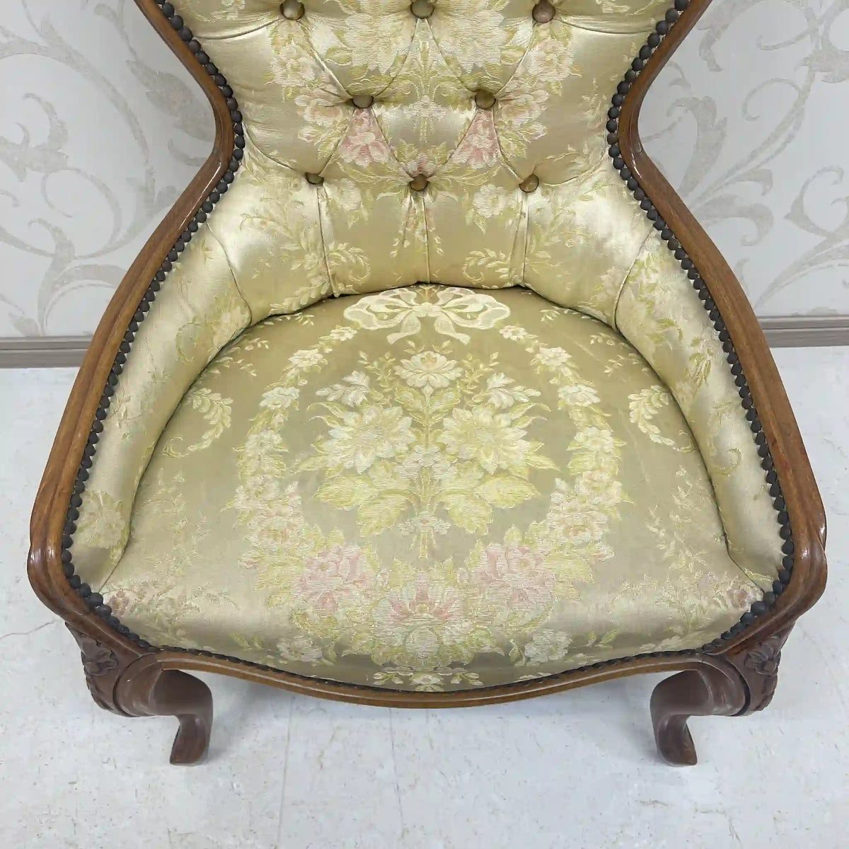 Armchair (dining chair) / Louis XV style / 1990-2000s / France / Salon chair, lounge chair, French antique, cat legs, antique style, rococo style / [Vintage]