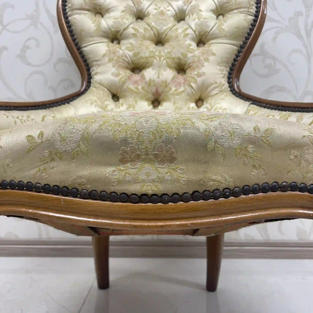 Armchair (dining chair) / Louis XV style / 1990-2000s / France / Salon chair, lounge chair, French antique, cat legs, antique style, rococo style / [Vintage]
