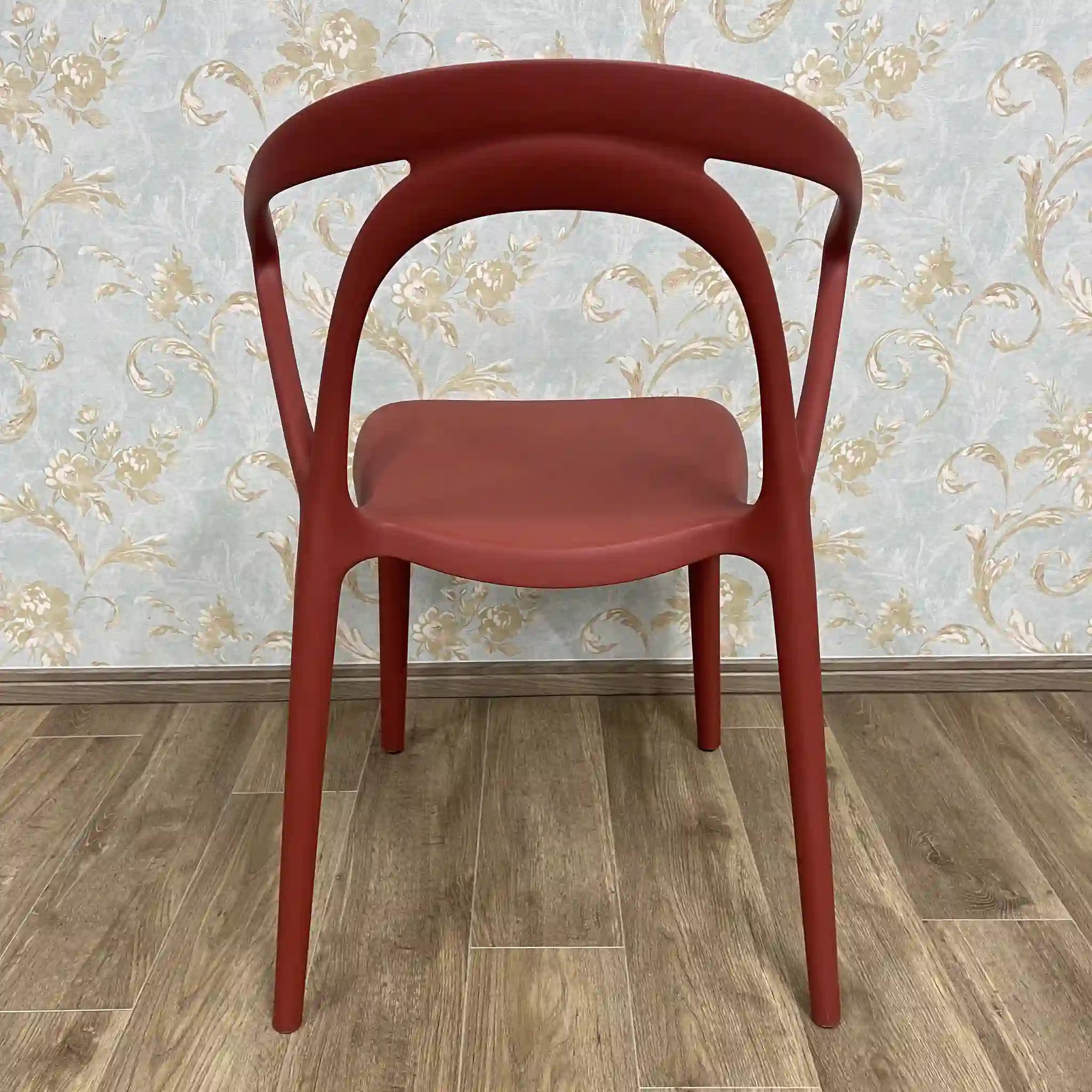 Plastic chair (dining chair) / Recent years / Polypropylene / Open back, U shape, integral molding, terracotta red, stacking, garden chair / [Reuse]