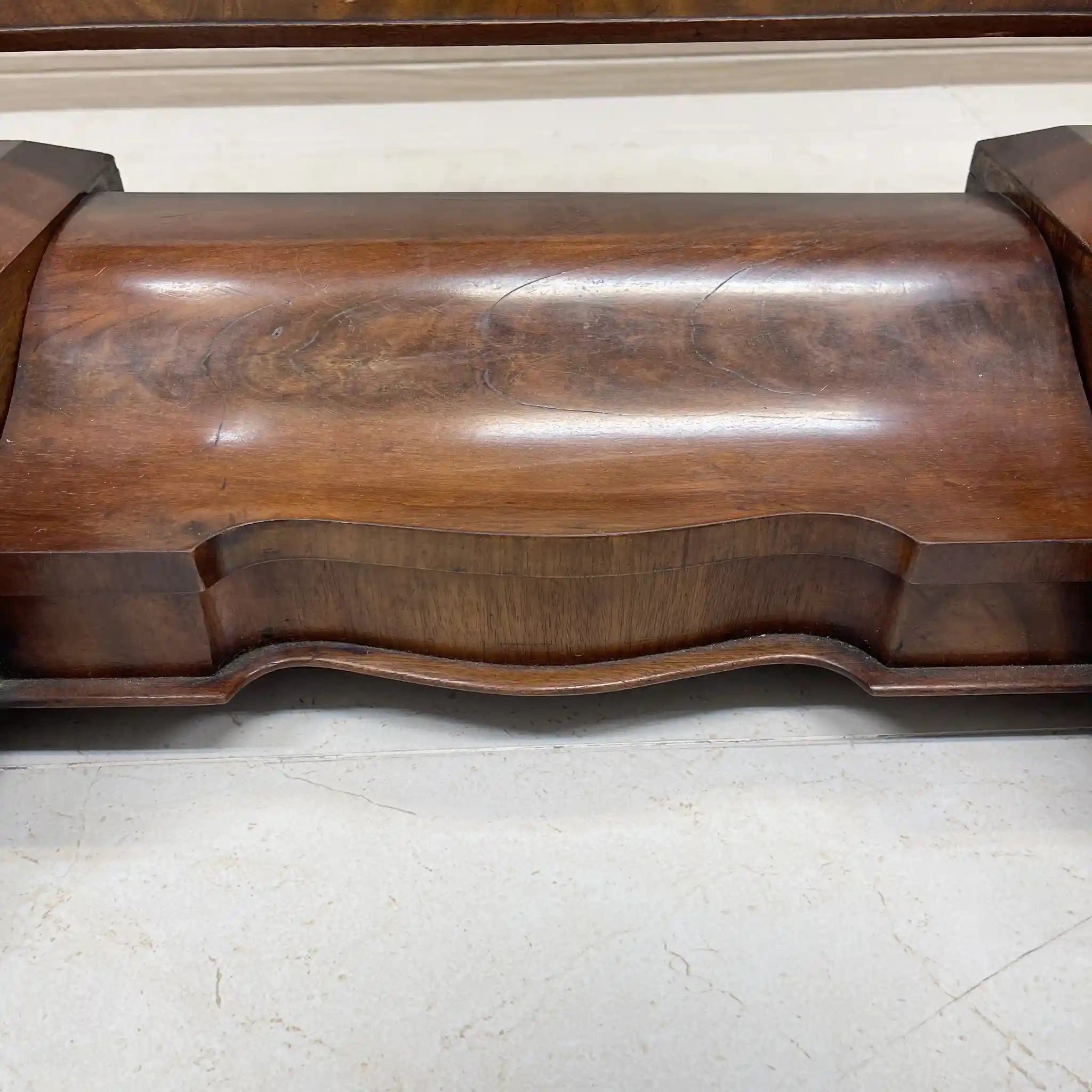 Dressing Mirror / 1830-1900s / Wood / Victorian, Scroll Carving, Bentwood Supports, Arched Frame, Walnut Grain / [Antique]