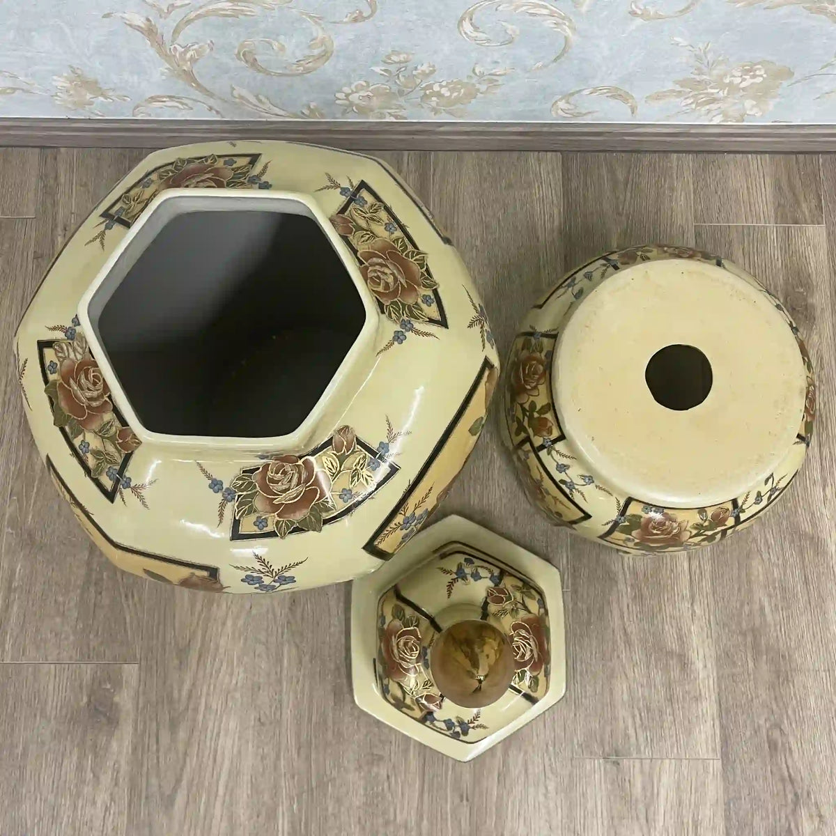 装饰壶/金襕手萨摩样式/昭和中期~后期/日本/萨摩烧，有田烧，九谷烧，古董/[复古]