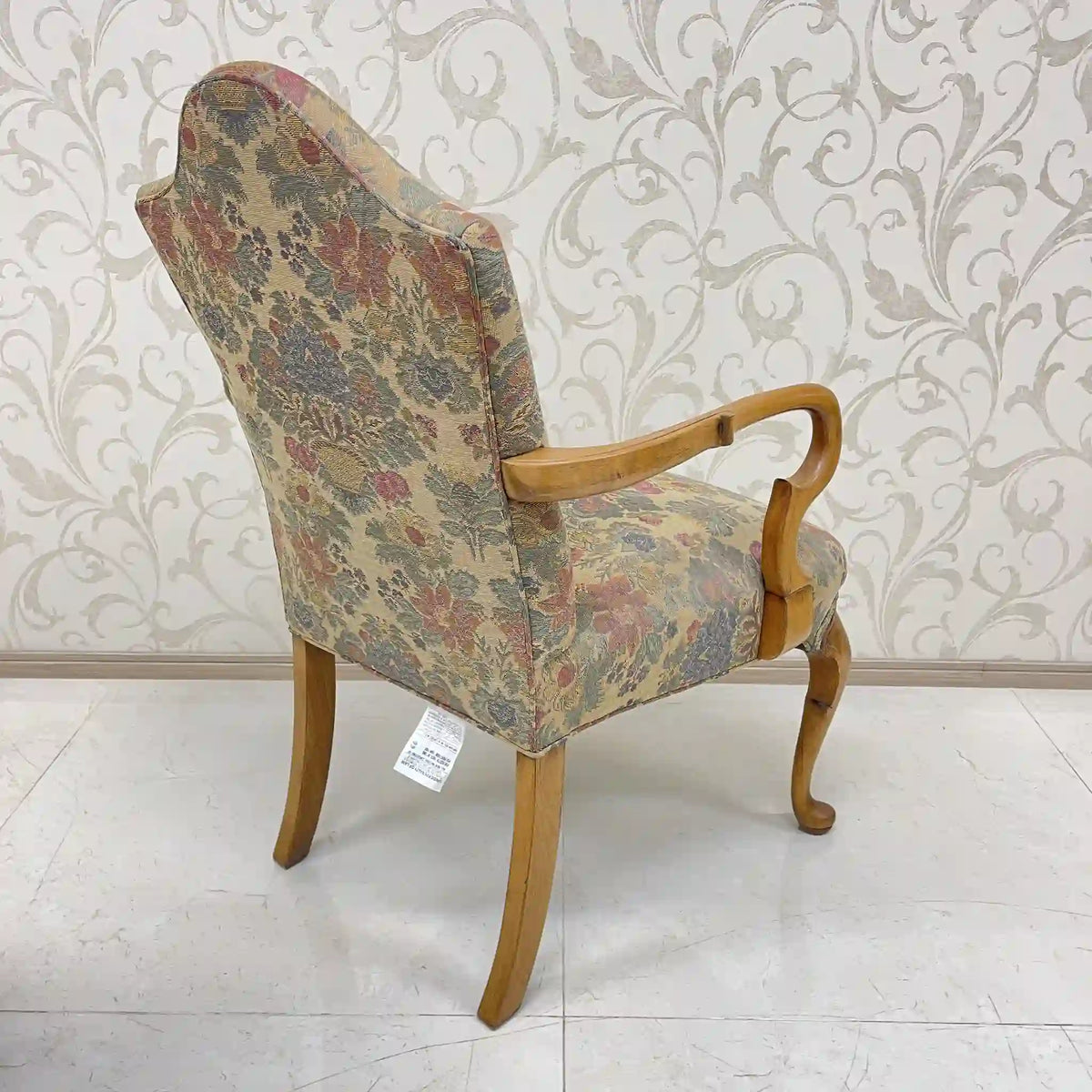 Style Upholstering, Inc / アームチェア(ラウンジチェア) / クィーンアン様式 / 20世紀後半 / ビーチ材 / アメリカ / 1人掛けソファ,猫脚椅子,アンティークチェア,ゴブラン織,花柄 / [リユース]