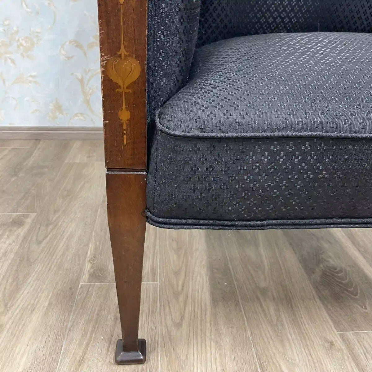 アームチェア(サロンチェア) / 1900年代 / マホガニー材 / イギリス / 象嵌細工(インレイ),アール・ヌーヴォー,テーパードレッグ,ボタニカルモチーフ / [アンティーク]