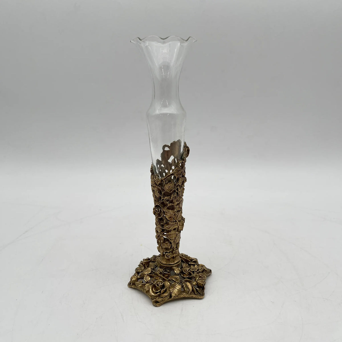 vintageヴィンテージ ガラス フラワーベース 花瓶 アンティーク石 art フラワーベース(花瓶) / 1970s / ガラス / 昭和レトロ,薔薇,ローズ