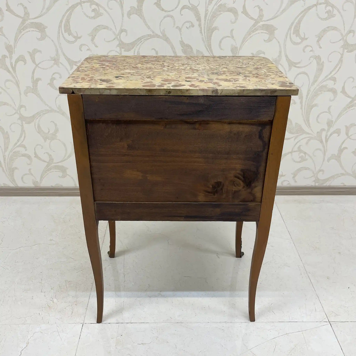 Side chest / Louis XV style / France / Inlay (marquetry), marble top, cat legs / [Antique]