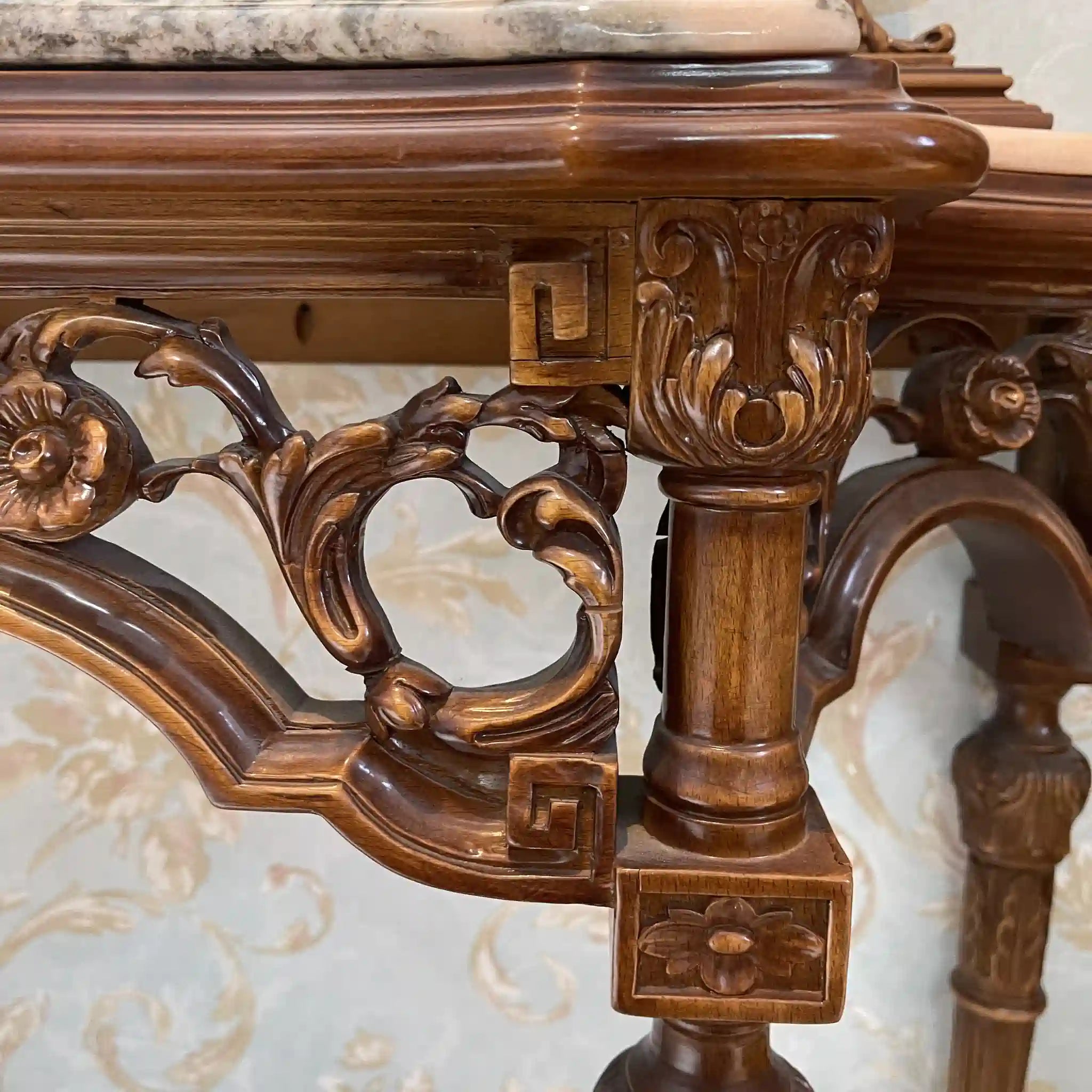 【アンティーク】 ミラーコンソールテーブル / ジョージアン様式 / 20世紀 / ビーチ材 / イタリア / フルーティングレッグ,手彫り,