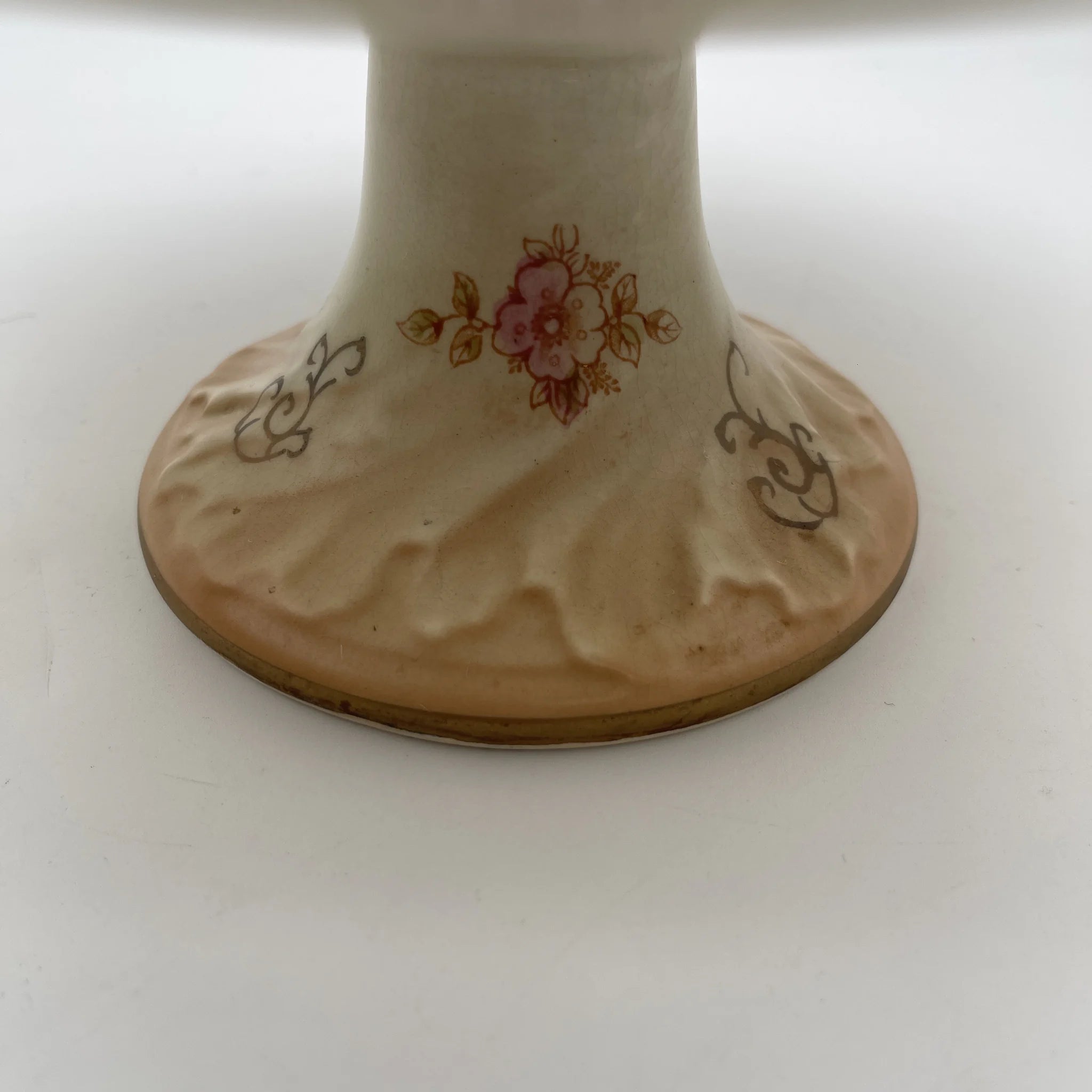 【アンティーク】 コンポート (高台皿) / Crown Devon (クラウンデボン) / Spring / 1910-1920年代 / 陶器 / イギリス / 銅板転写, 手彩色 金彩