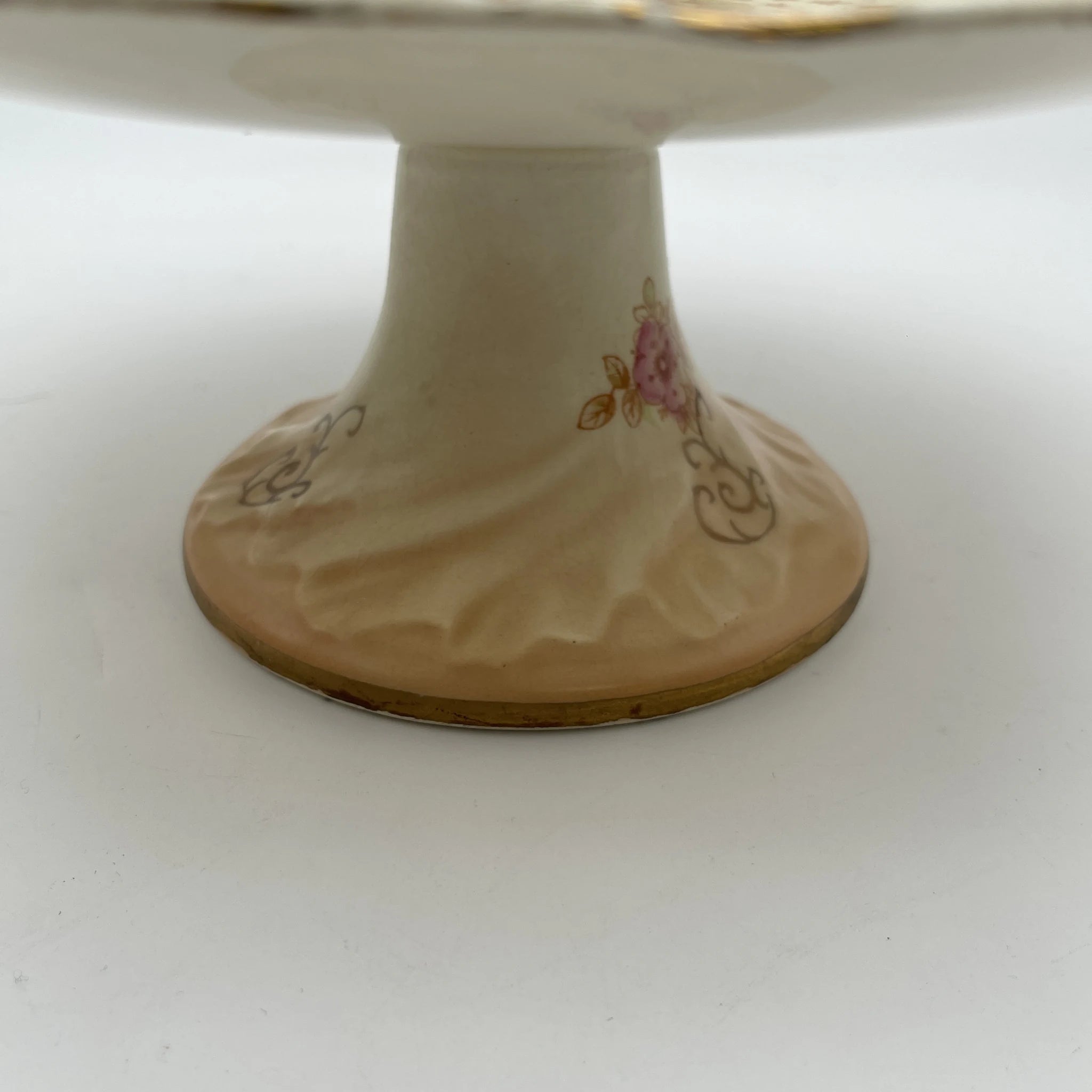 【アンティーク】 コンポート (高台皿) / Crown Devon (クラウンデボン) / Spring / 1910-1920年代 / 陶器 / イギリス / 銅板転写, 手彩色 金彩