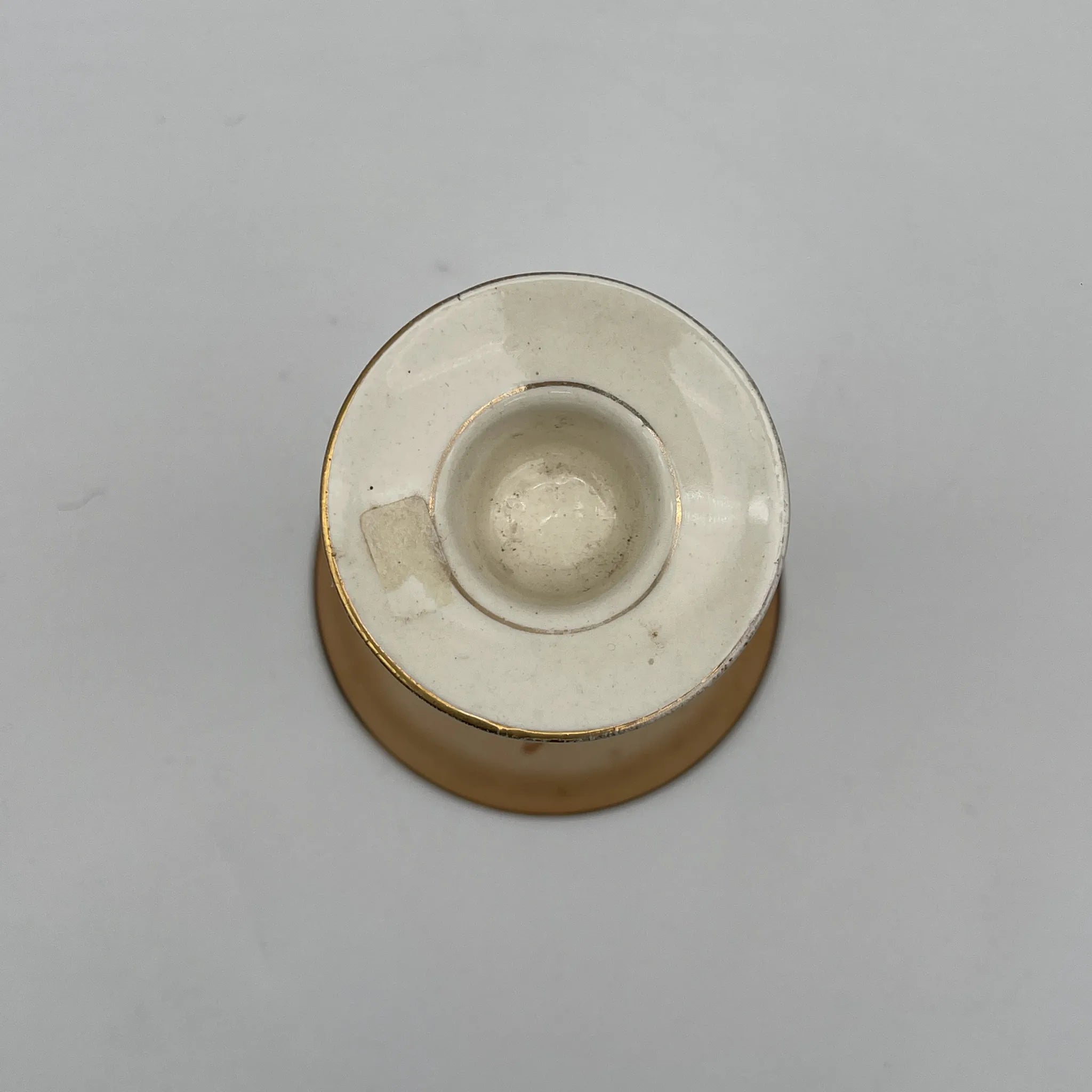 【アンティーク】 キャンドルスタンド (燭台) / Crown Devon (クラウンデボン) / 1910-1920年代 (推定) / 陶器 / イギリス / 銅板転写, 手彩色 金彩