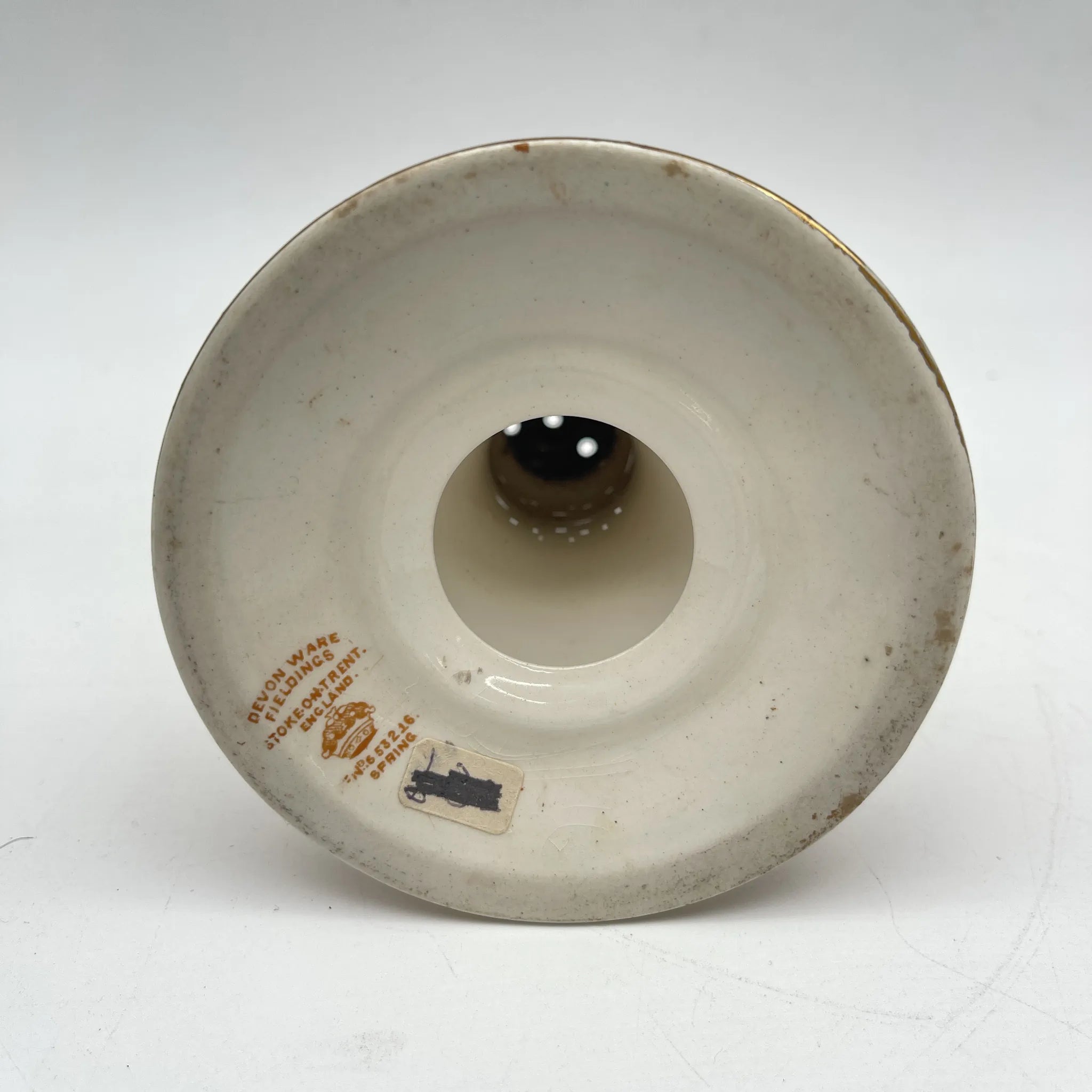 [Antique] Sugar caster / Crown Devon / Spring / 1910s / Pottery / England / Copper plate transfer, hand-colored gold