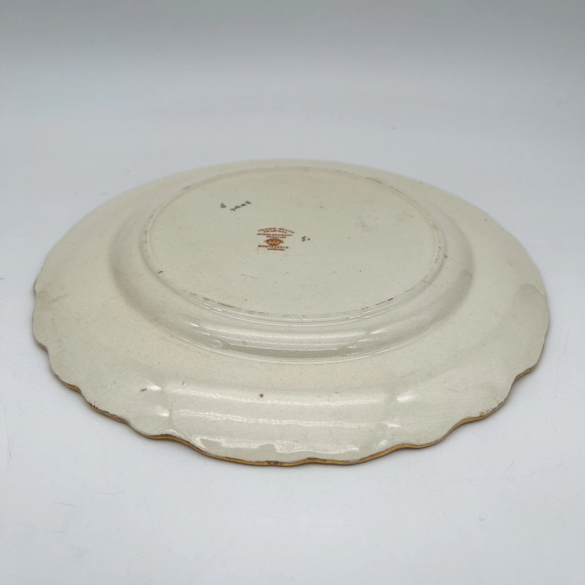 【アンティーク】 ディナープレート (メイン皿) / Crown Devon (クラウンデボン) / Spring / 1910-1920年代 / 陶器 / イギリス / 銅板転写, 手彩色 金彩