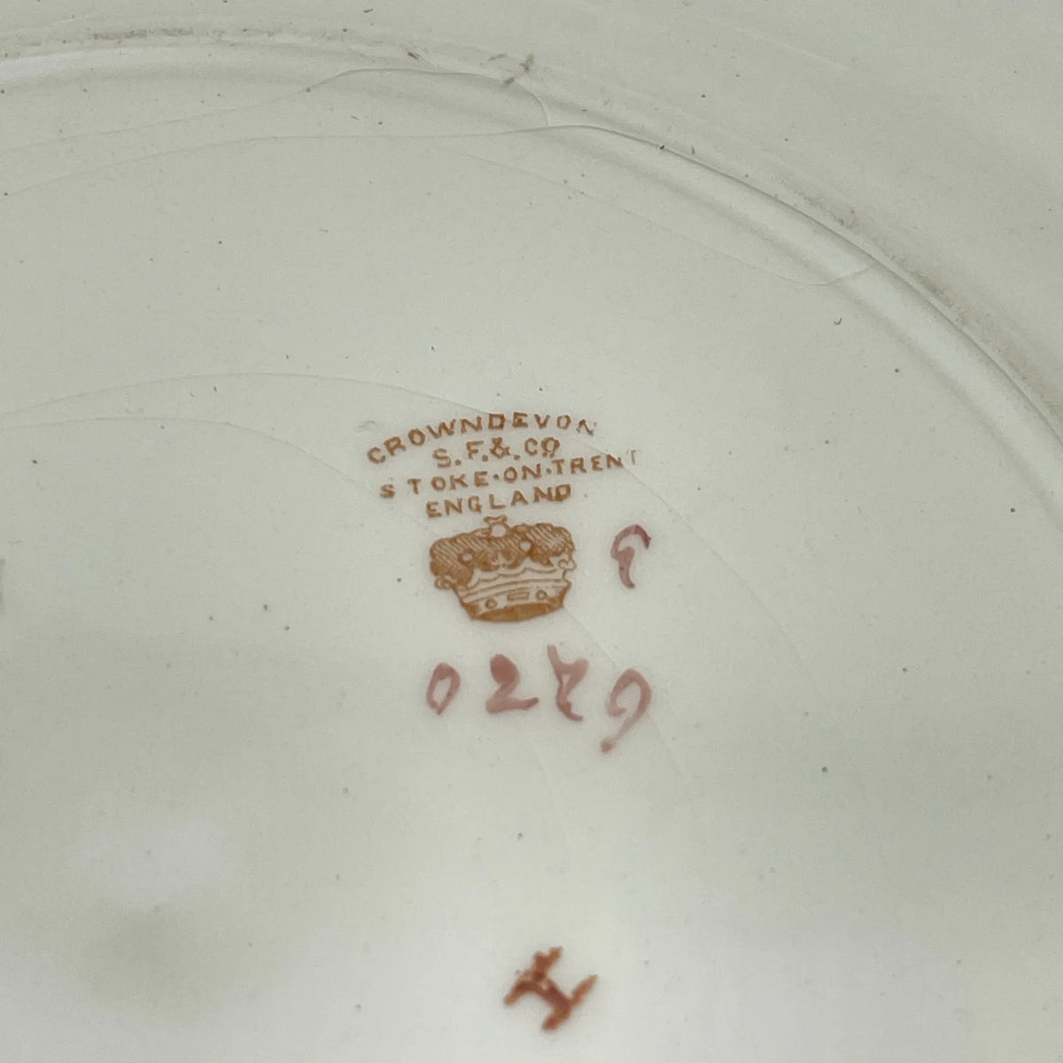 Crown Devon / Dinner plate (main plate) / 1910s / Pottery / England / Hand painted, floral pattern, British antique, retro, gold mining / [Antique]