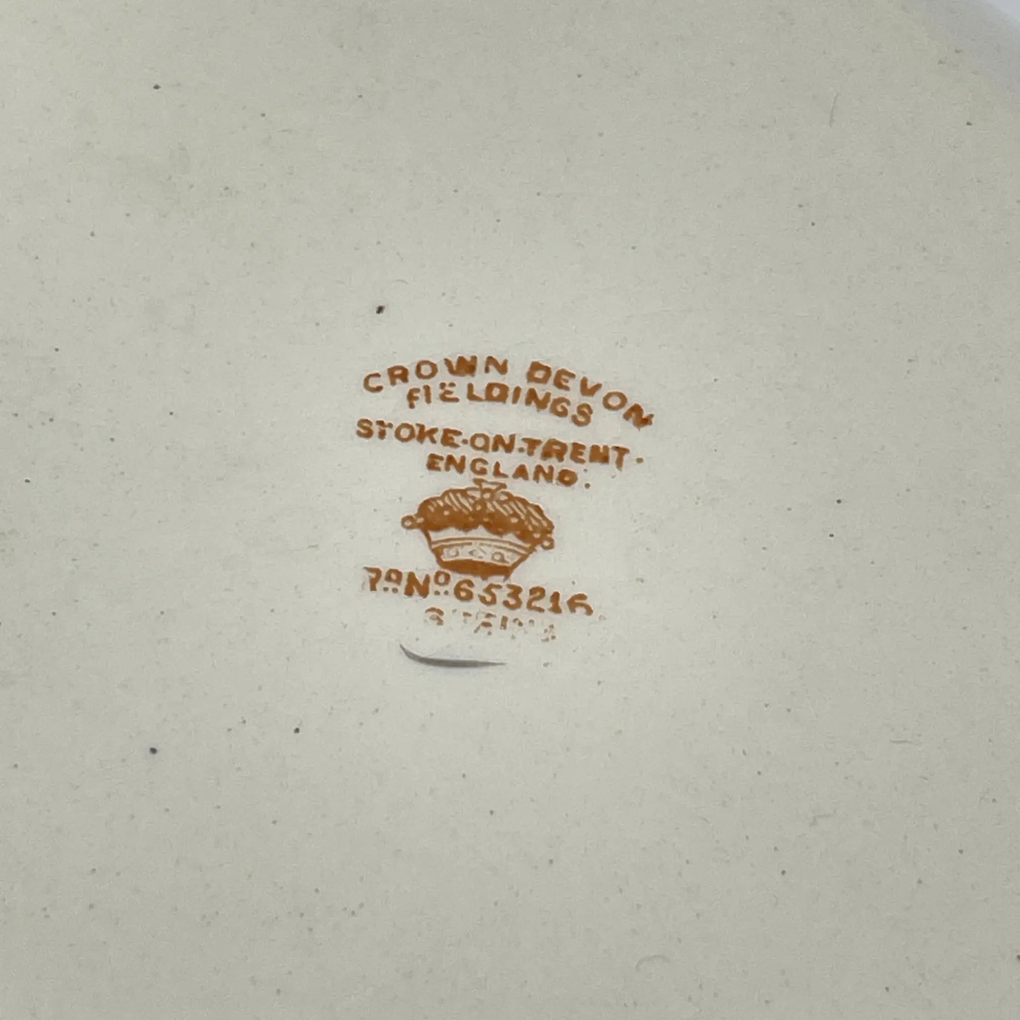 【アンティーク】 リーフ型サービングプレート (大皿) / Crown Devon (クラウンデボン) / Spring / 1910-1920年代 / 陶器 / イギリス / 銅板転写, 手彩色 金彩