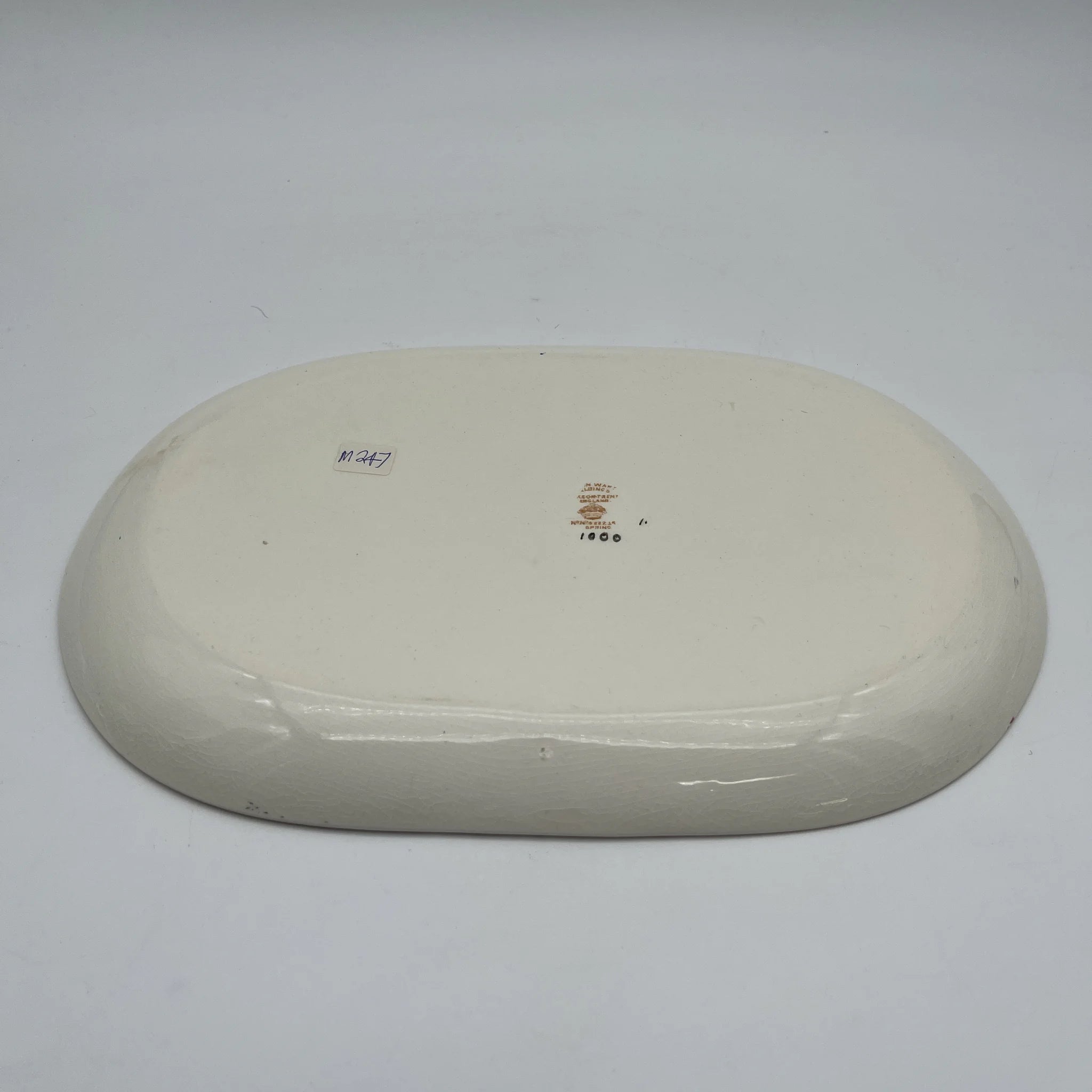 【アンティーク】 サービングプレート (大皿) / Crown Devon (クラウンデボン) / Spring / 1910年代 / 陶器 / イギリス / 銅板転写, 手彩色 金彩