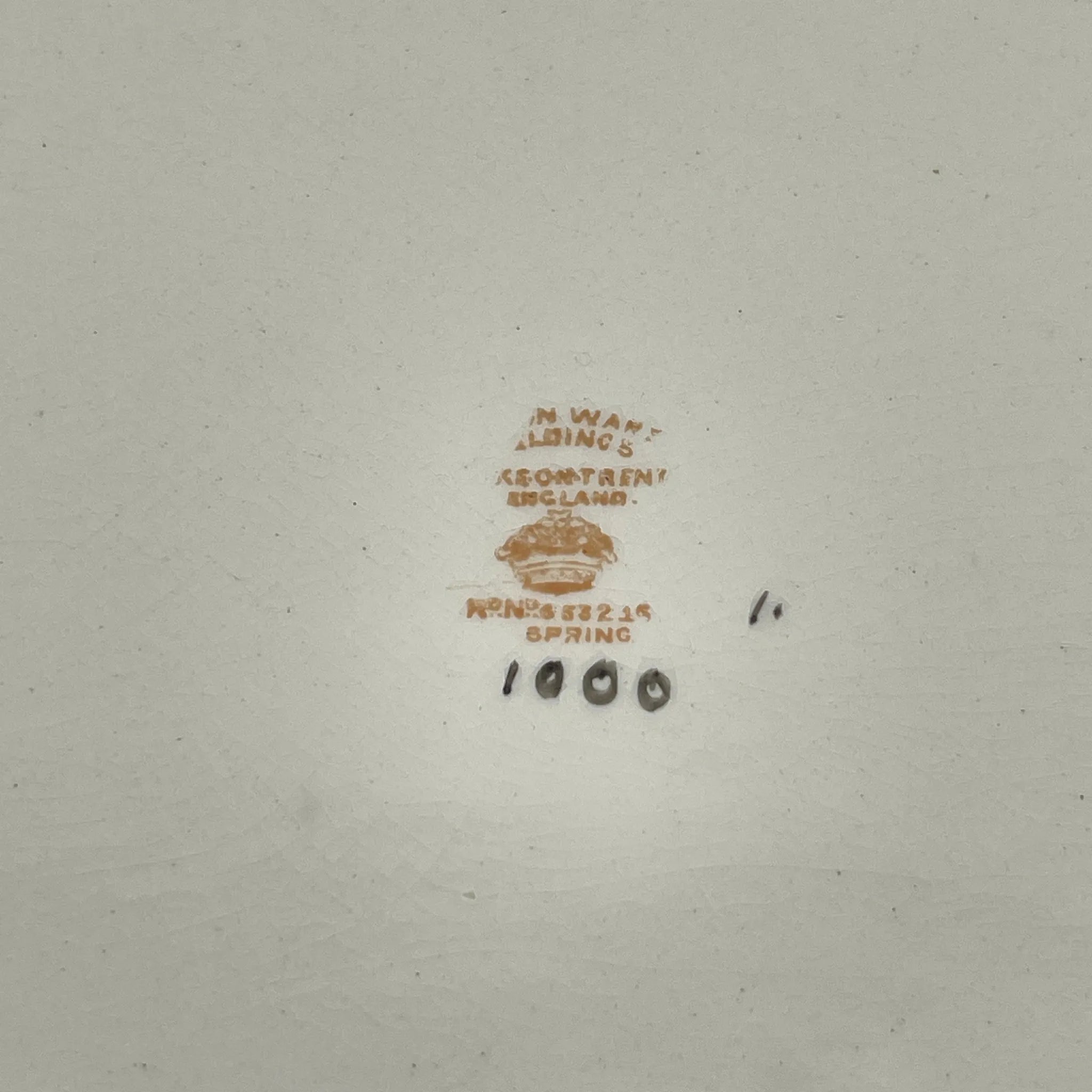 【アンティーク】 サービングプレート (大皿) / Crown Devon (クラウンデボン) / Spring / 1910年代 / 陶器 / イギリス / 銅板転写, 手彩色 金彩