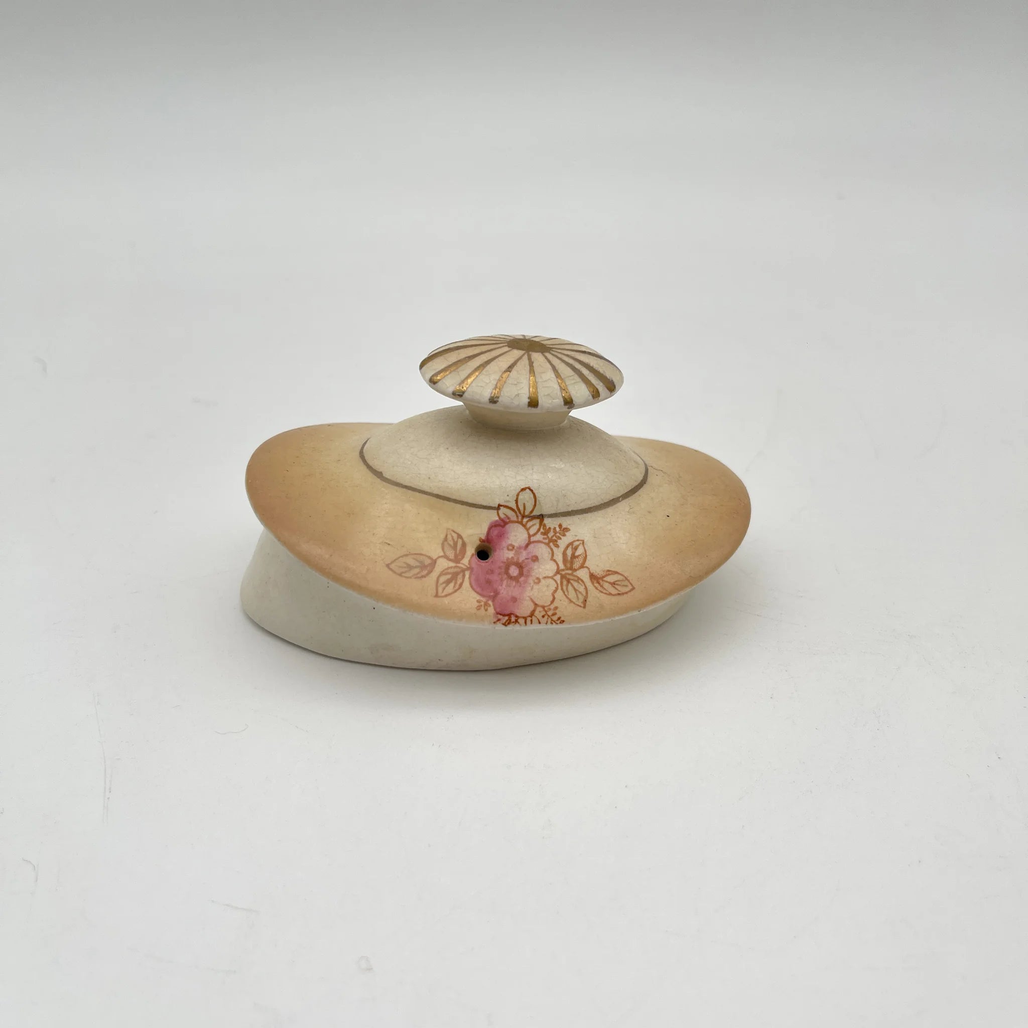 【アンティーク】 ティーポット / Crown Devon (クラウンデボン) / Spring / 1910-1920年代 / 陶器 / イギリス / 銅板転写, 手彩色 金彩