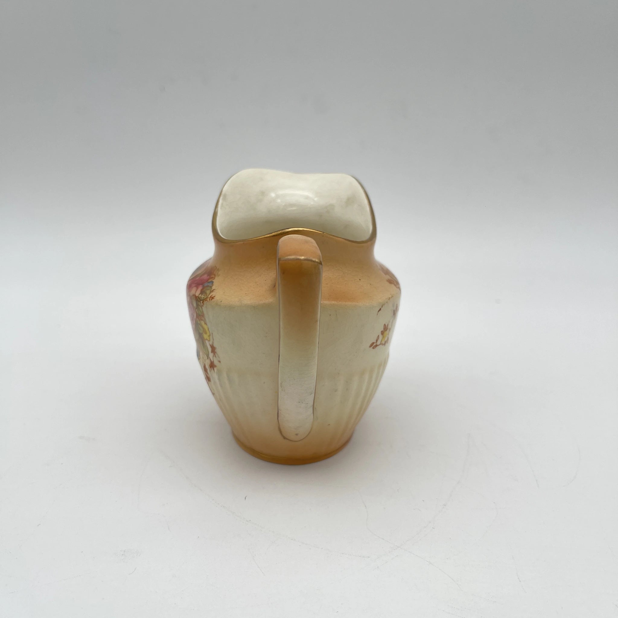 【アンティーク】 クリーマー (ミルクピッチャー) / Crown Devon (クラウンデボン) / Spring / 1910-1920年代 / 陶器 / イギリス / 銅板転写, 手彩色 金彩