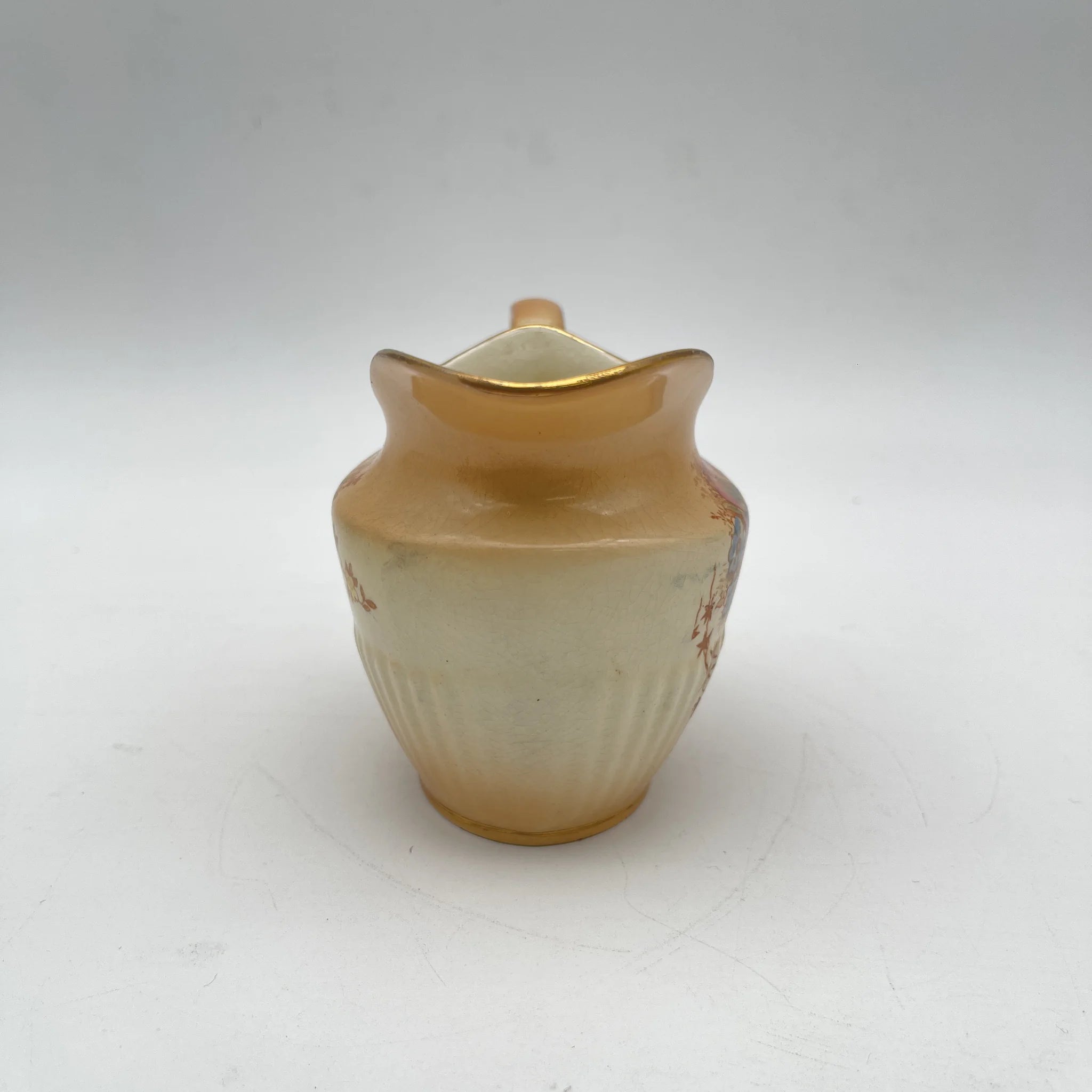 【アンティーク】 クリーマー (ミルクピッチャー) / Crown Devon (クラウンデボン) / Spring / 1910-1920年代 / 陶器 / イギリス / 銅板転写, 手彩色 金彩