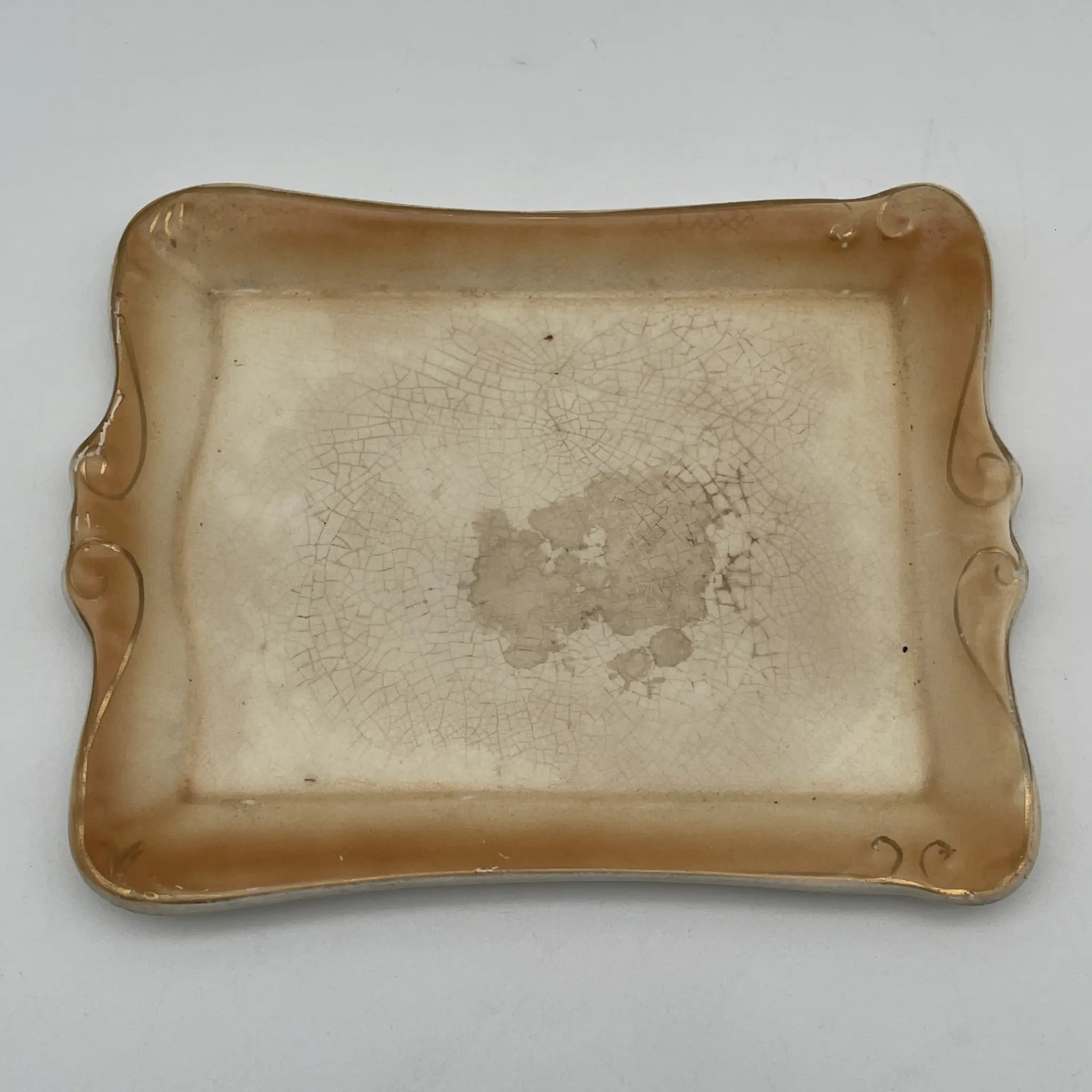 【アンティーク】 チーズ・バターディッシュ (チーズ・バターケース) / Crown Devon (クラウンデボン) / Spring / 1910-1920年代 / 陶器 / イギリス / 銅板転写, 手彩色 金彩